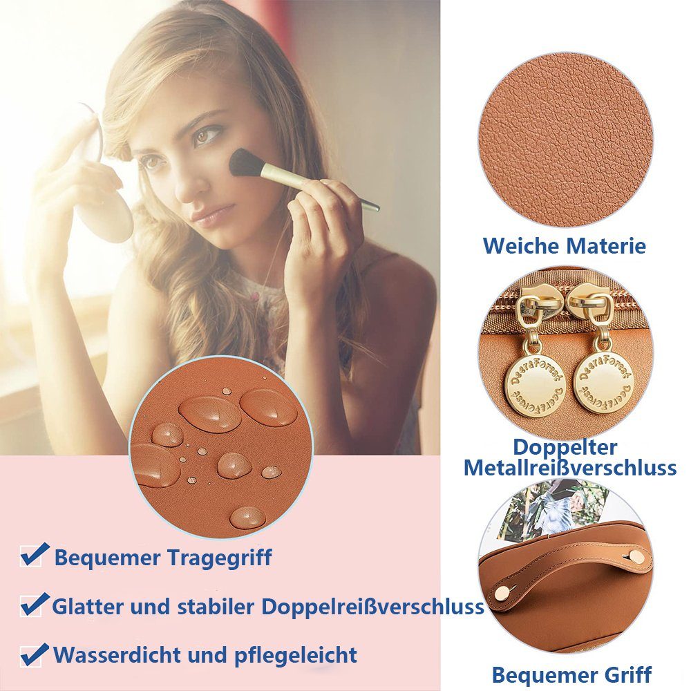Kapazität Frauen Reise Tasche Make-up Kosmetiktasche Braun GelldG für Kosmetiktaschen große