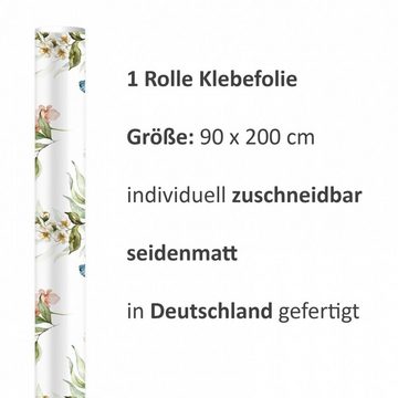 nikima Wandtattoo KF-08 selbstklebende Folie Floral Blumen (PVC-Folie), 2 x 0,9 m selbstklebende Folie