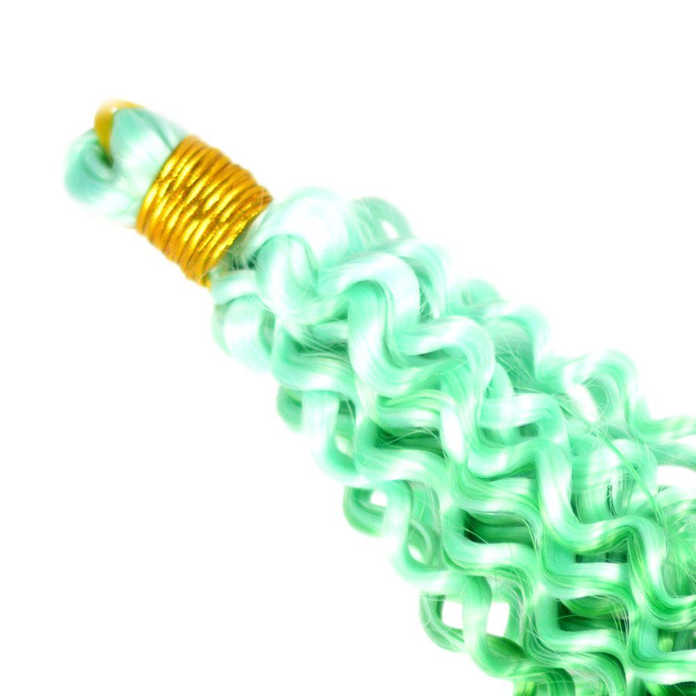 Wellig 13-WS Braids Ombre YOUR Flechthaar 3er BRAIDS! MyBraids Wave Zöpfe Mint-Grün Crochet Pack Deep Kunsthaar-Extension