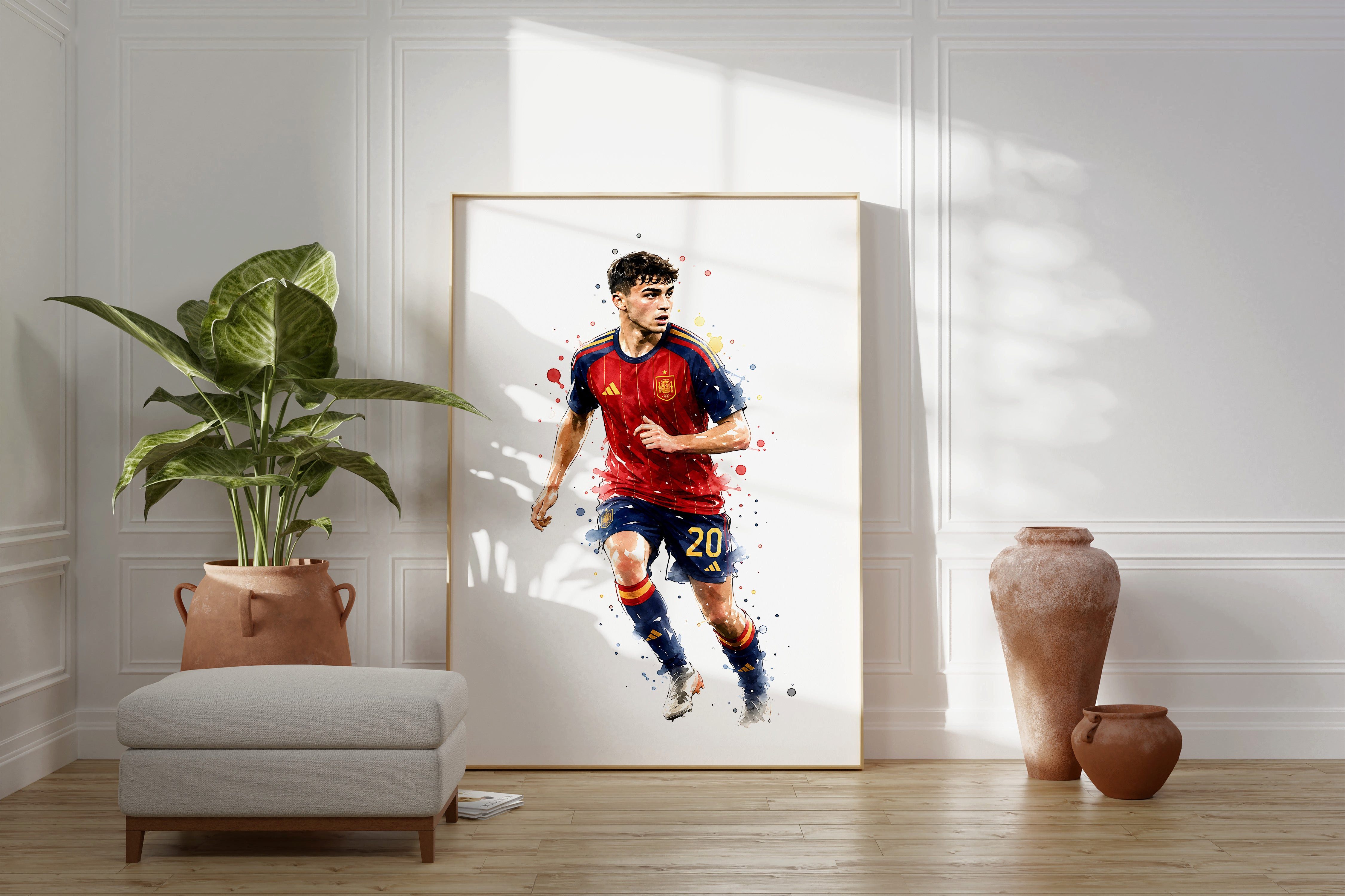 JUSTGOODMOOD Poster Spanien Fussball Geschenkidee Aquarell Sport Wandbild Deko Print ohne, (1 St)