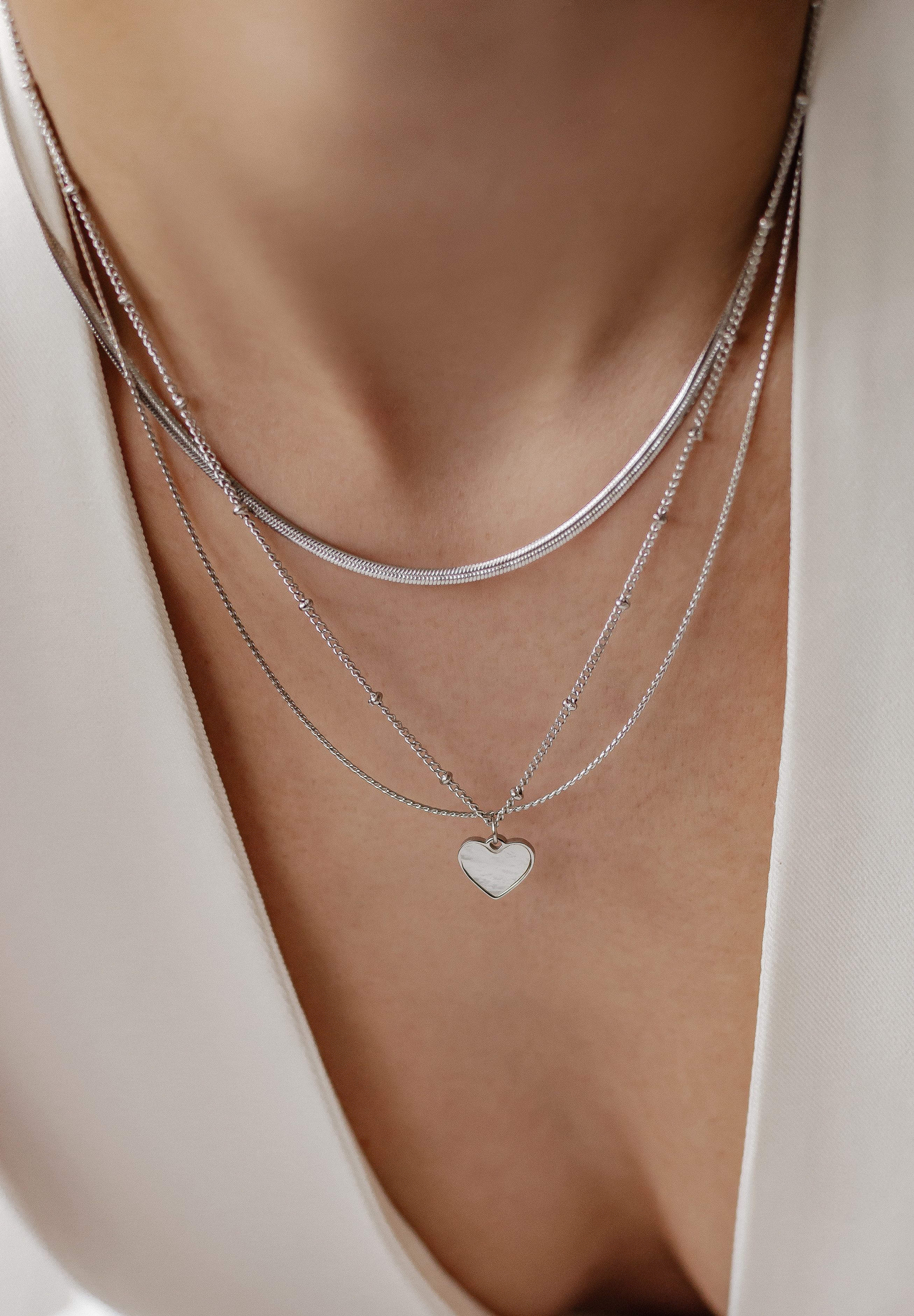 Hey Happiness Edelstahlketten-Set Damen Layer, 2er Set Herz Anhänger 18K Ro günstig online kaufen