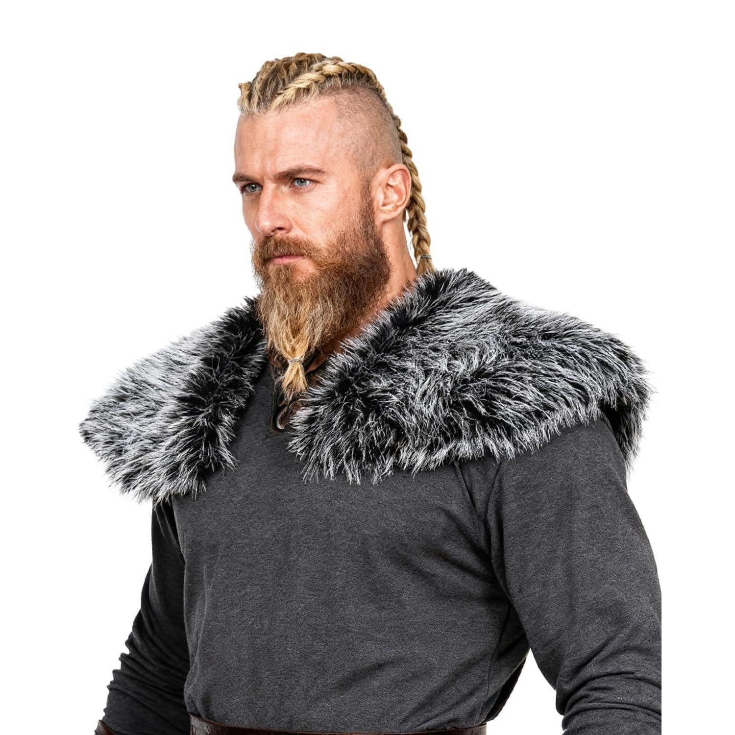 LuxusKollektion Wikinger-Kostüm Schal Capelet Kunstfell Schwarz