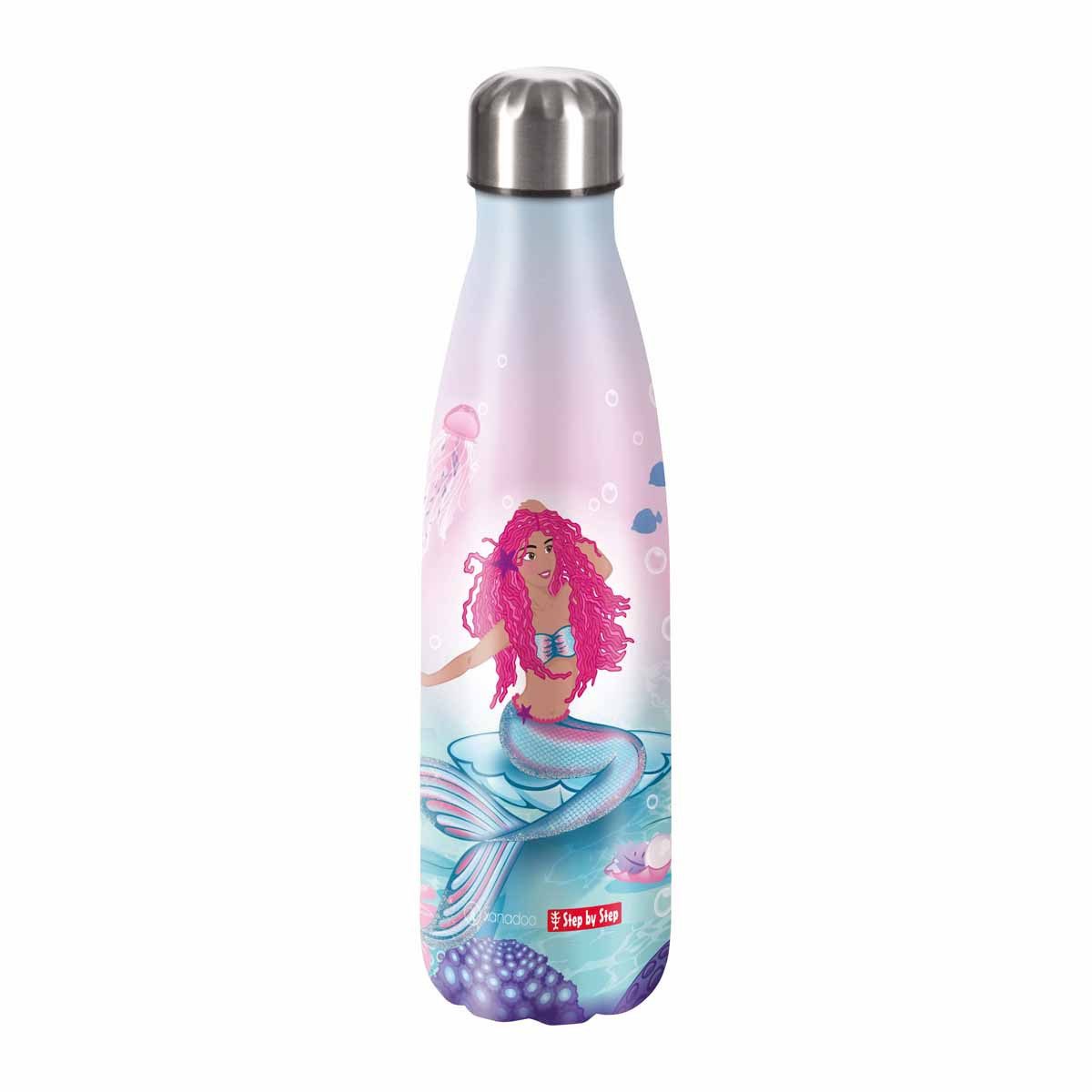 Step by Step Schulranzen Edelstahl Trinkflasche 0,5 l Mermaid Lola (1 Stück), Isolier-Flasche, BPA-frei, für kalte und warme Getränke