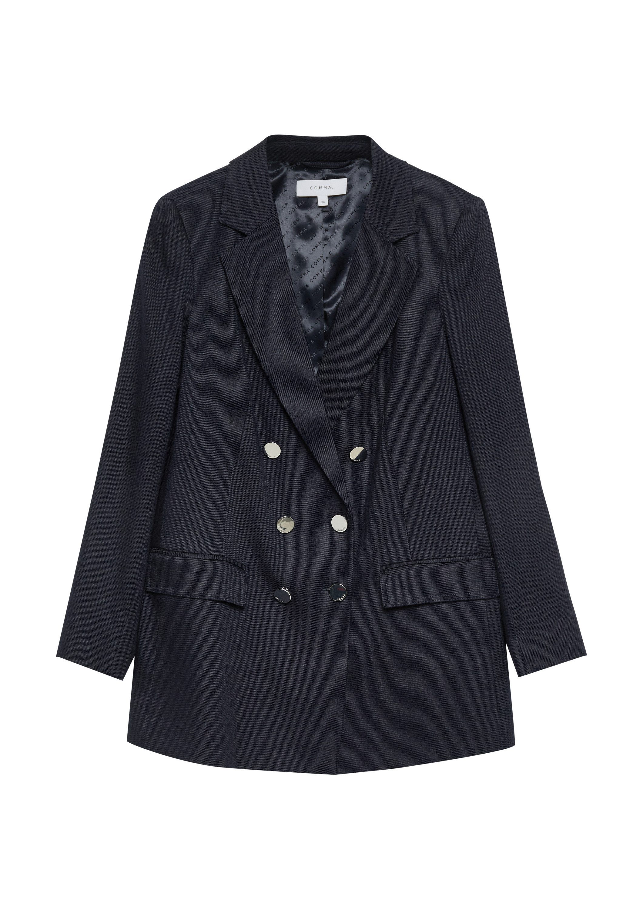 comma Jackenblazer Indoor-Blazer Doppelreihiger Blazer aus Viskosemix mit Piqué-Struktur