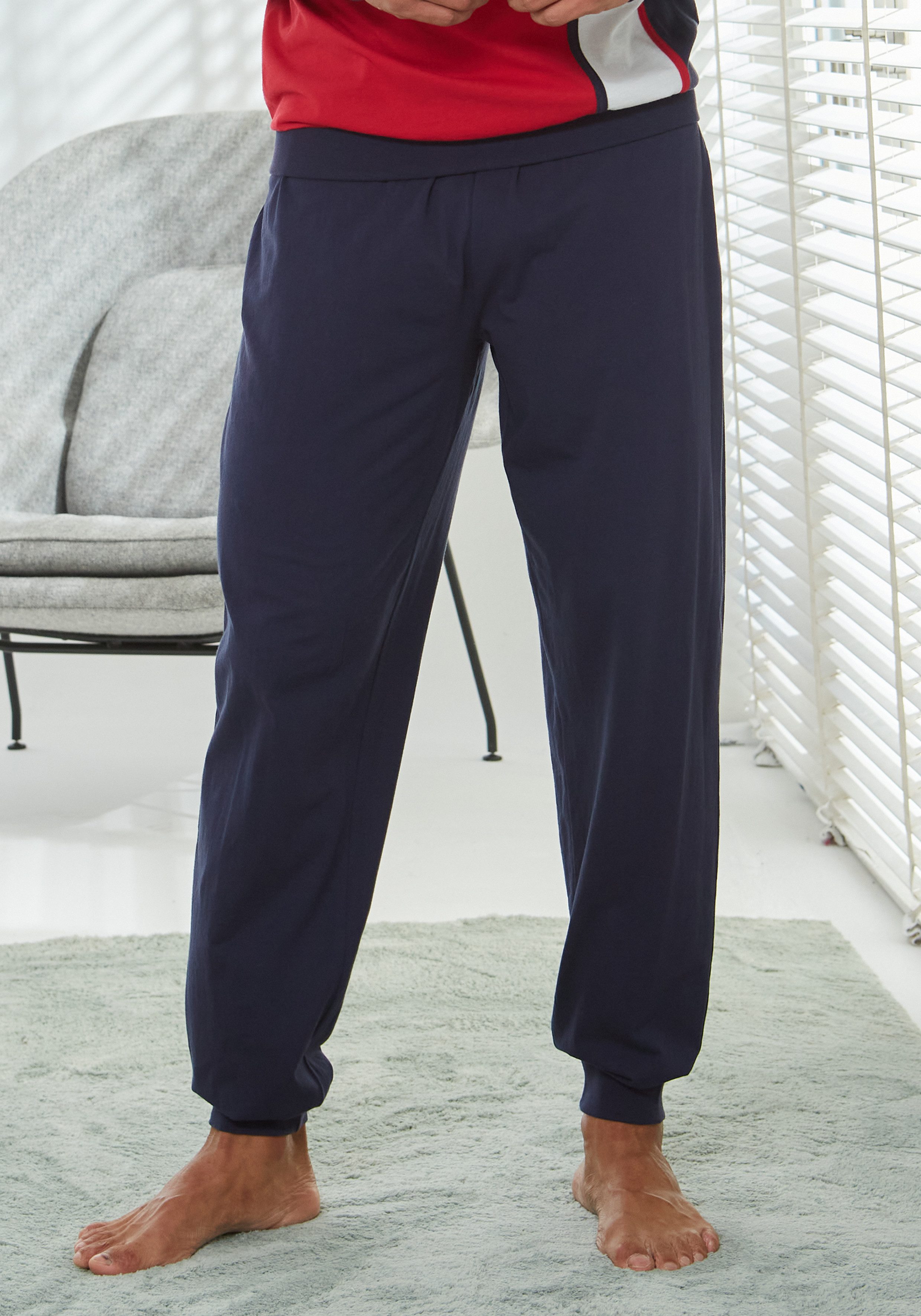 H.I.S Pyjama Schlafanzug für Herren (2 tlg., 1 Stück) Schlafanzug mit breitem Streifen