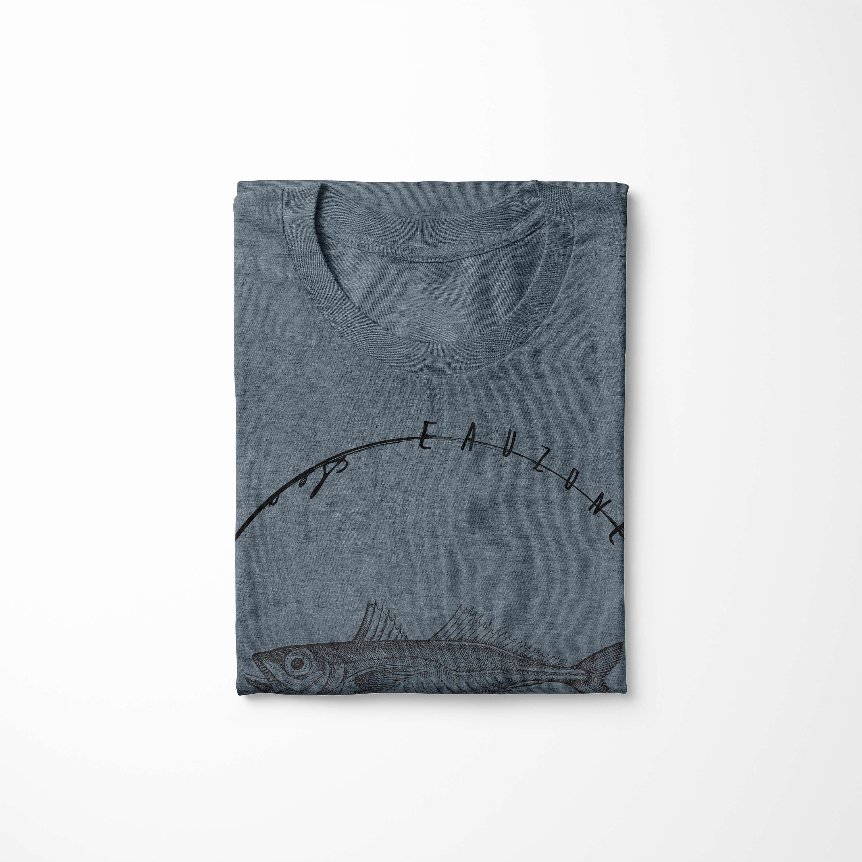Sinus Tiefsee Struktur - / T-Shirt feine Indigo sportlicher Sea und 058 Fische Schnitt Serie: T-Shirt Art Sea Creatures,