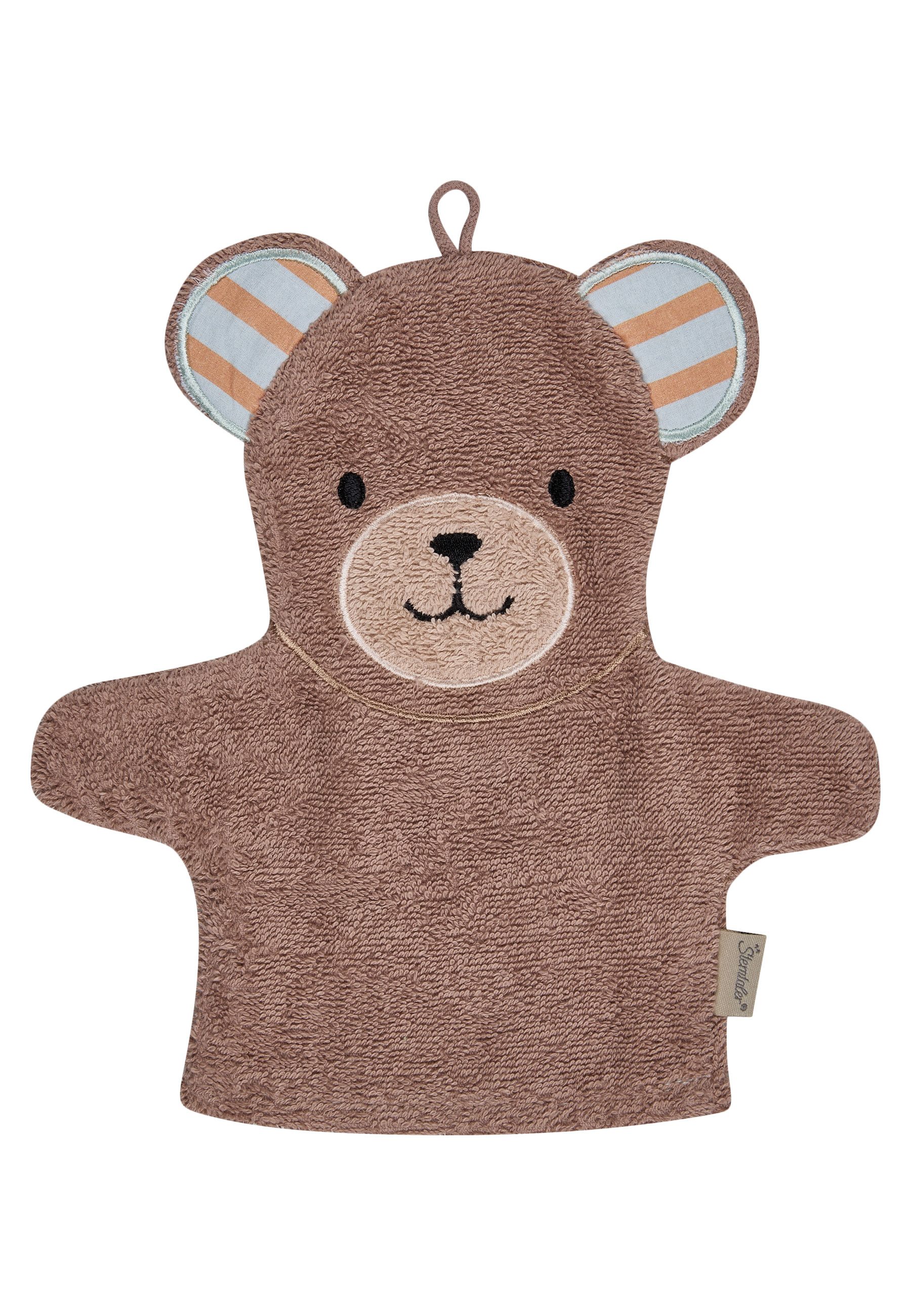 Sterntaler® Waschhandschuh Waschhandschuh BÄR Bo, Frottee (1-St), Waschhandschuh BÄR Bo, aus Frottee, 2in1 Handpuppe u Waschlappen