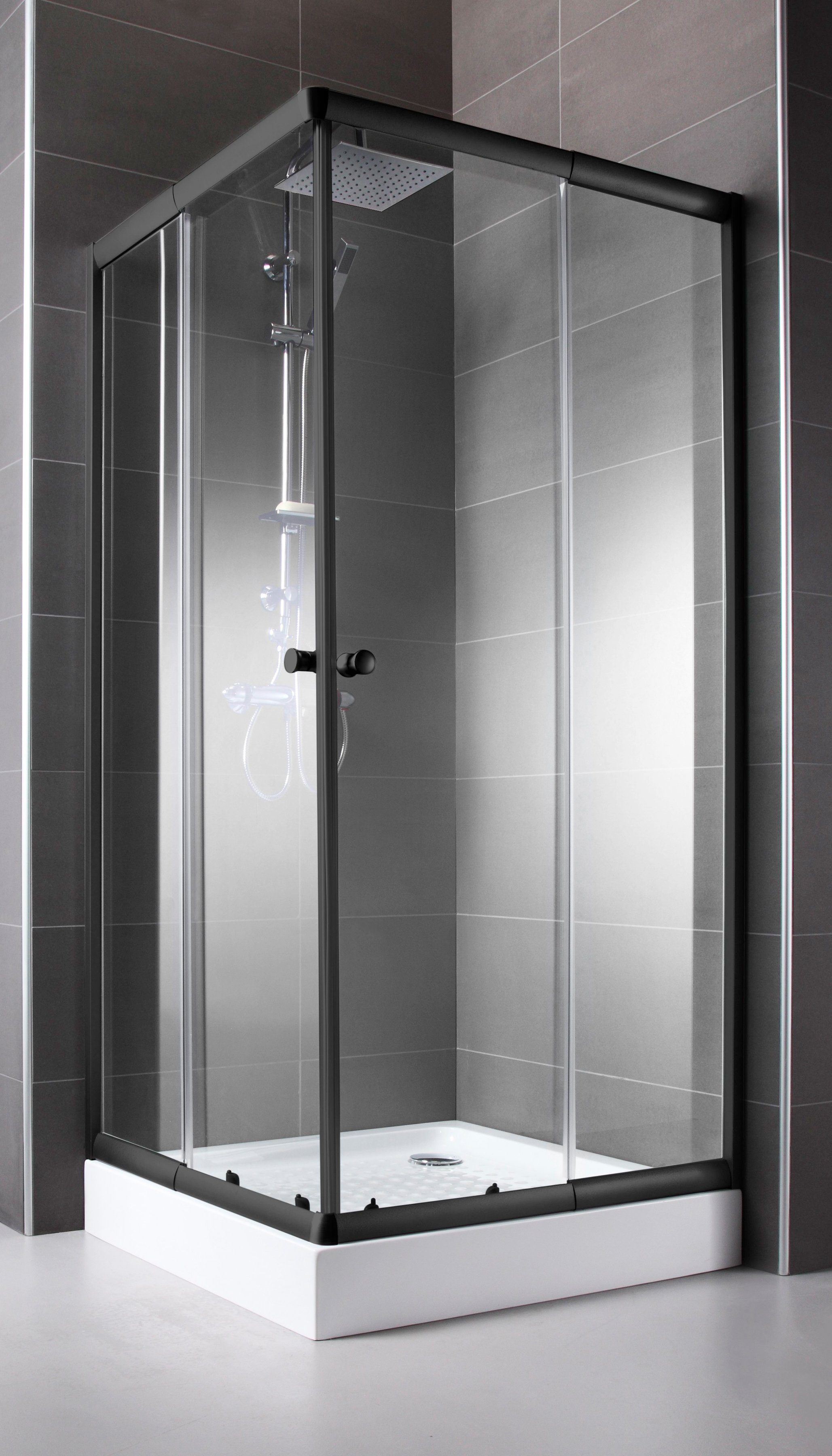 welltime Eckdusche Trento Nero, BxT: 90x90 günstig online kaufen