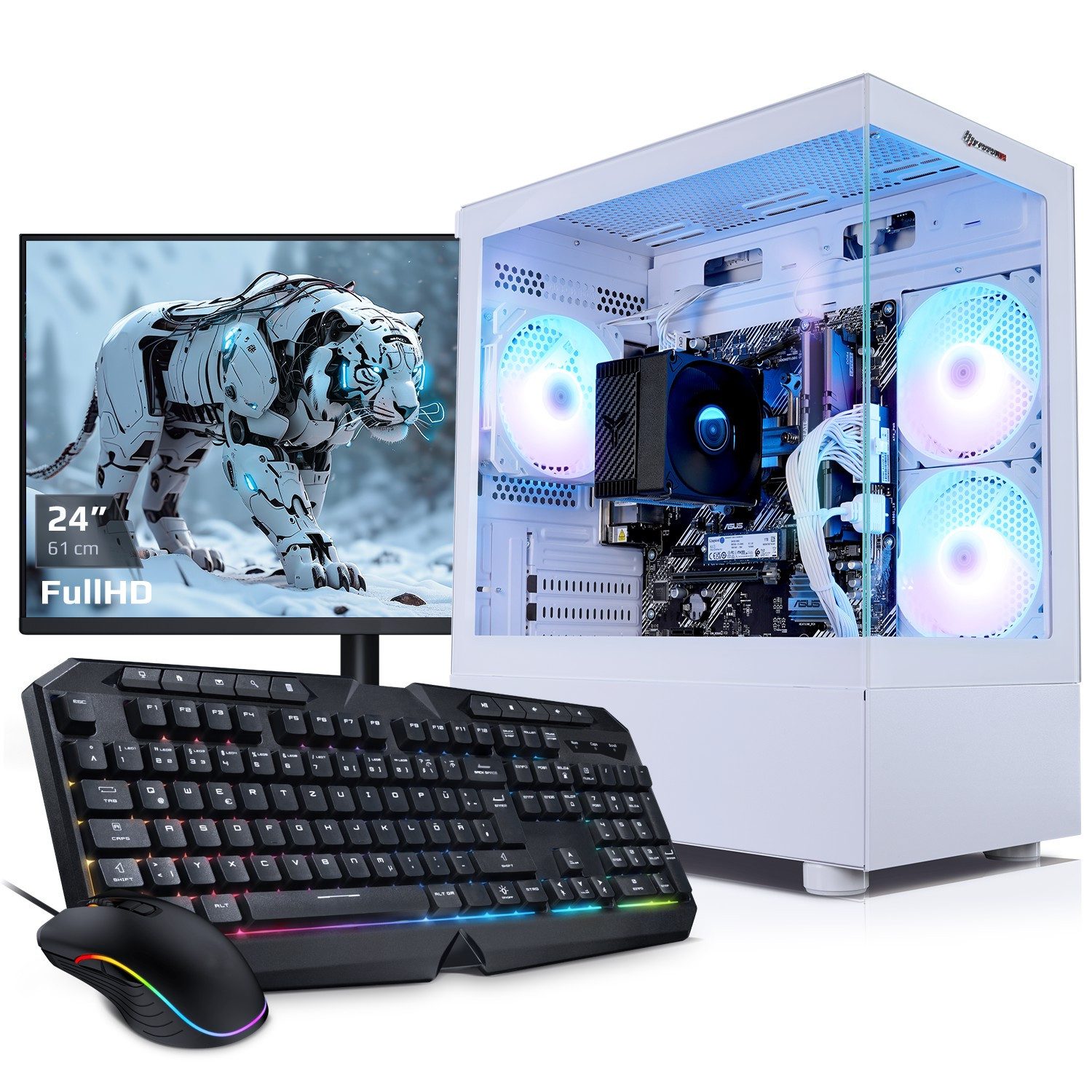 Kiebel Online Gamer PC-Komplettsystem (24", AMD Ryzen 5 AMD Ryzen 5 5600GT, Radeon Vega, 16 GB RAM, 1000 GB SSD, ARGB-Beleuchtung, WLAN)