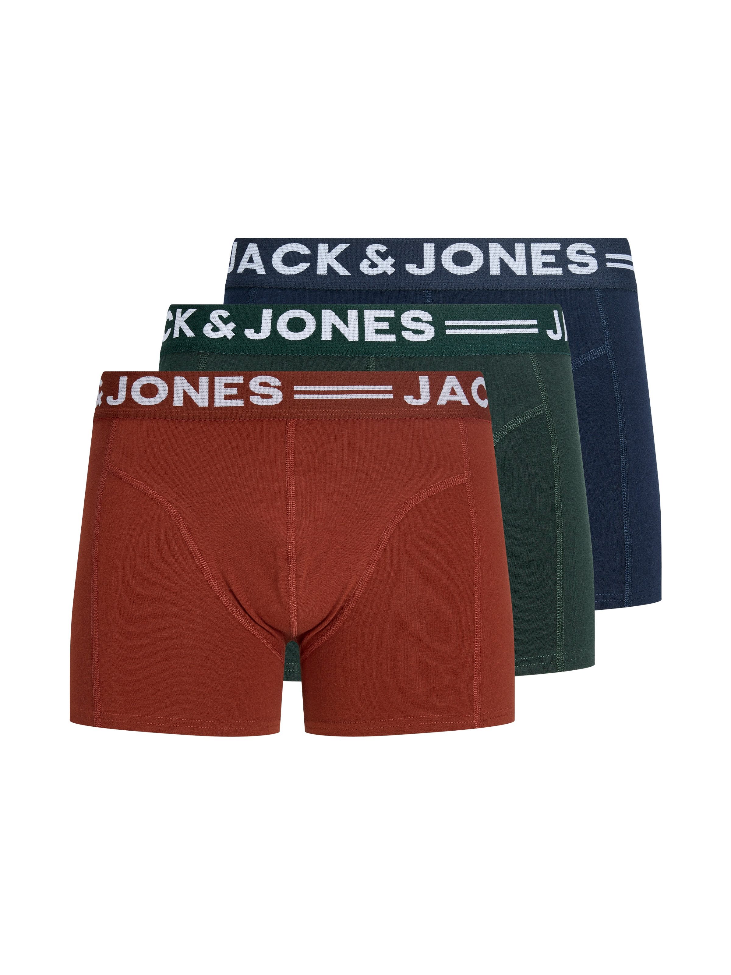 Jack & Jones Boxer Sense Trunks (Packung, 3-St., 3er-Pack) Baumwollmischung, elastisches Bündchen