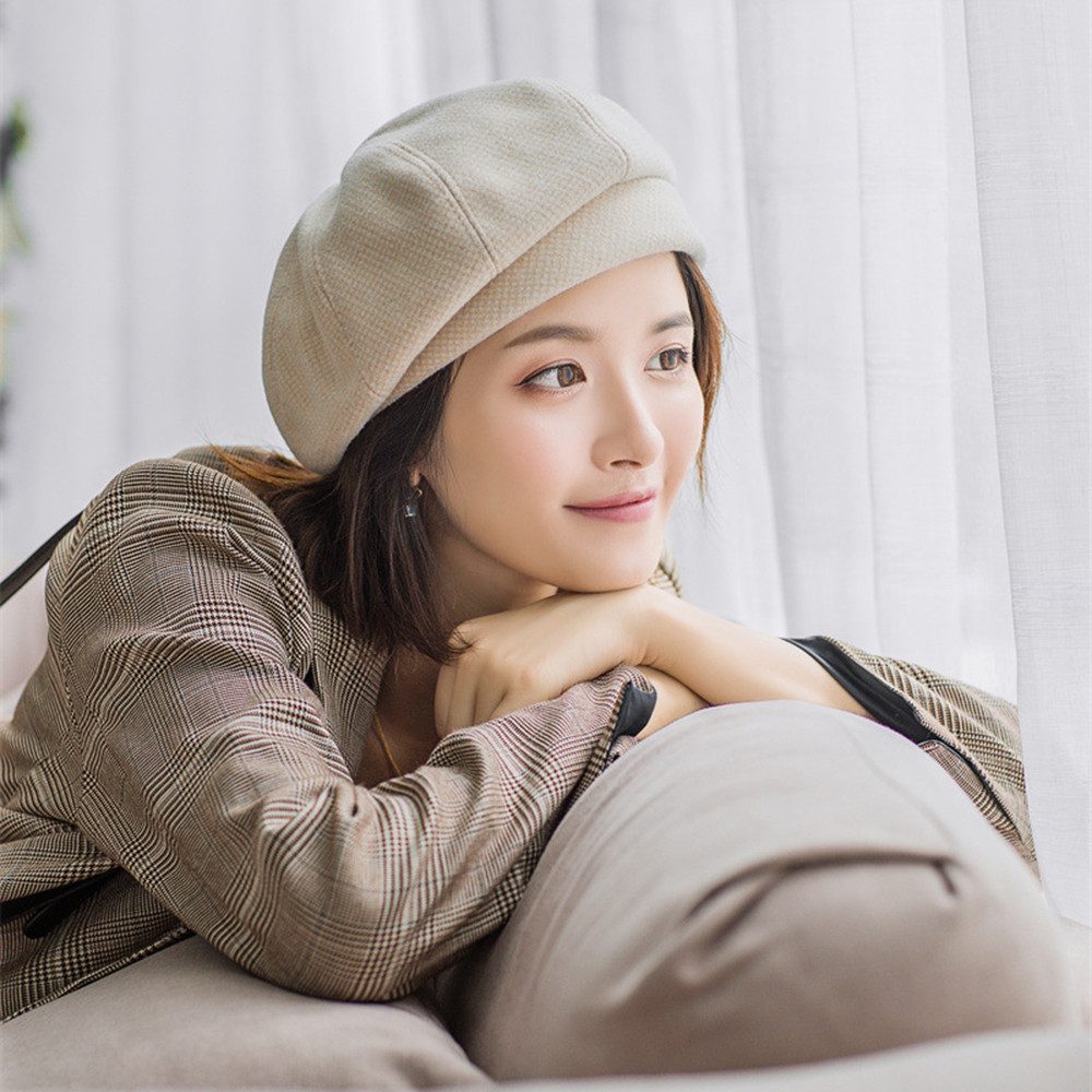 Coonoor Baskenmütze Winter Barett Cap Damen Koreanisch Stil Frauen Barette Wintermütze für Frühling/Herbst/Winter – Bild 5 von 5