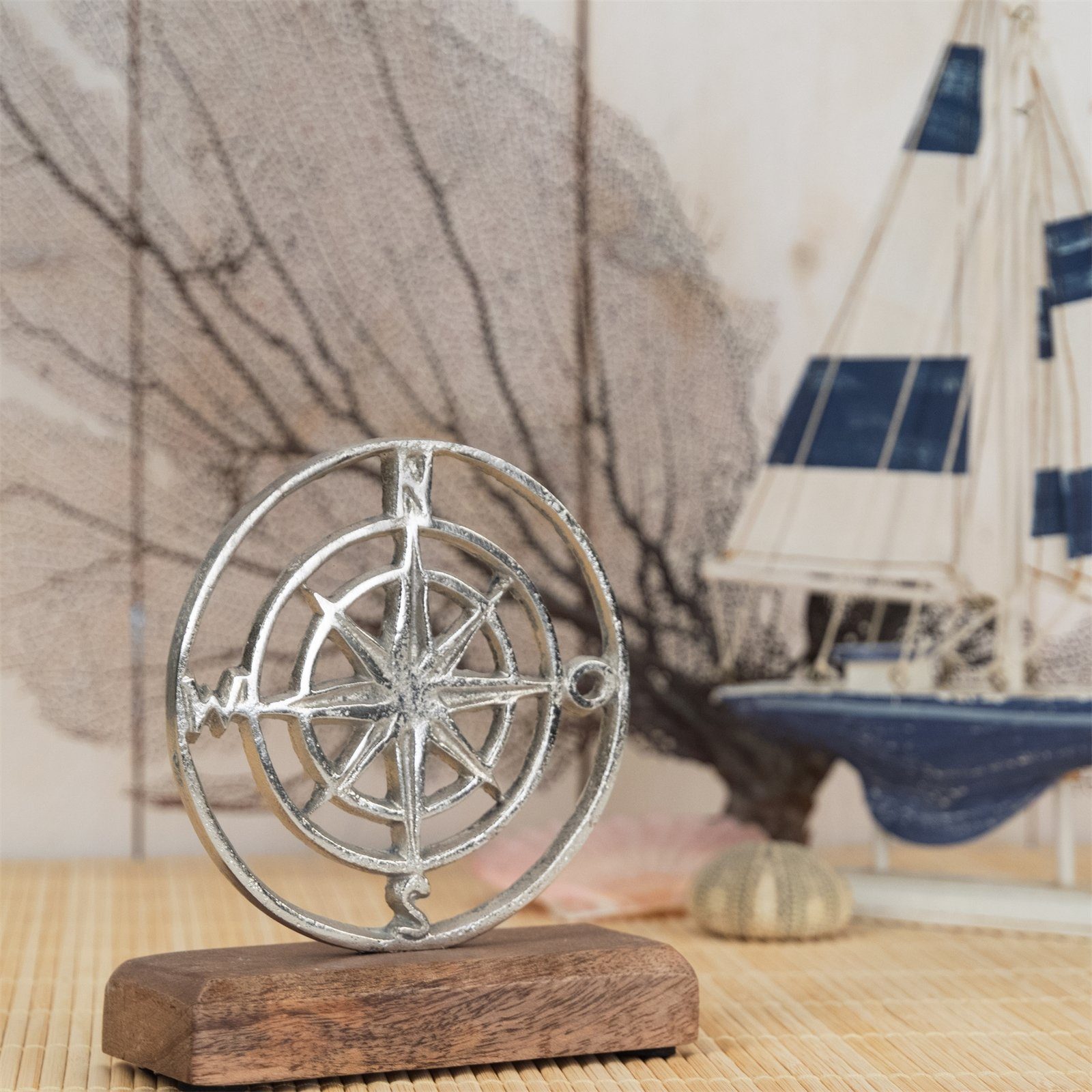 DESIGN DELIGHTS Skulptur AUFSTELLER "MARITIM", Mangoholz, Metall, 15 cm, Me günstig online kaufen