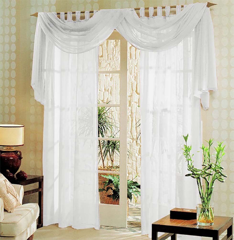 Gardinenbox Gardine (3 St), Schlaufen, transparent, Voile, Voile komplett Gardinen Set 3 teilig
