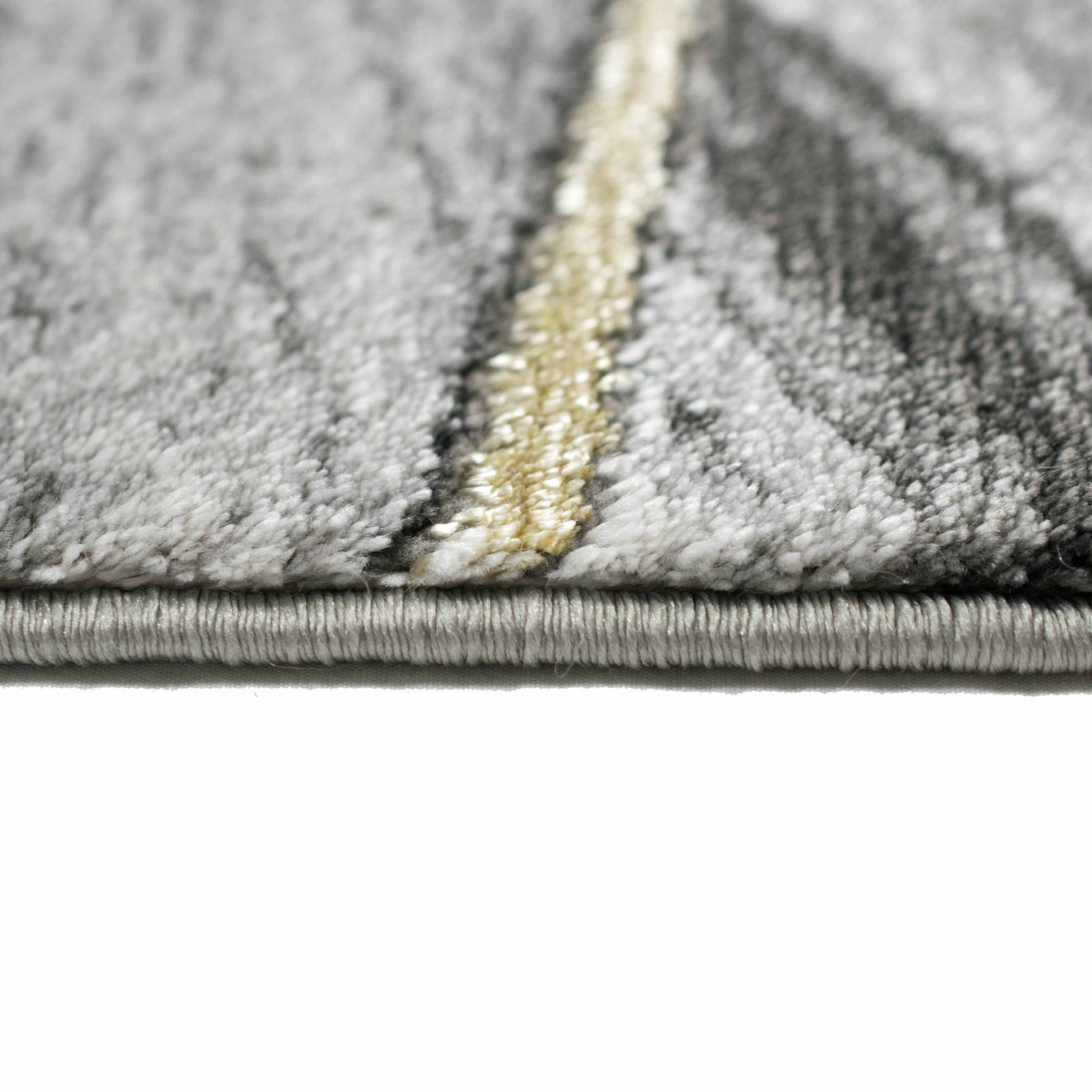 Carpetia Teppich Teppich modern Wohnzimmerteppich geometrisches Muster grau gold, rechteckig, Höhe: 12 mm