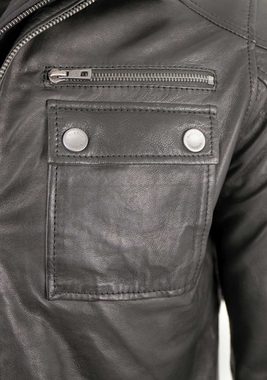 bugatti Lederjacke BGT-382/M Bugatti - Herren Echtleder Lederjacke Fieldjacket Lammnappa schwarz