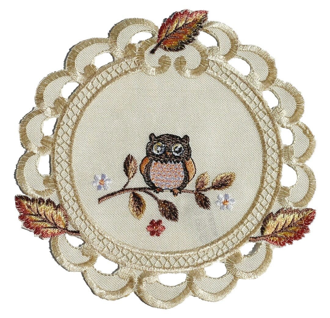 Westernlifestyle Tischdecke Bunte Eulen und Herbstlaub günstig online kaufen