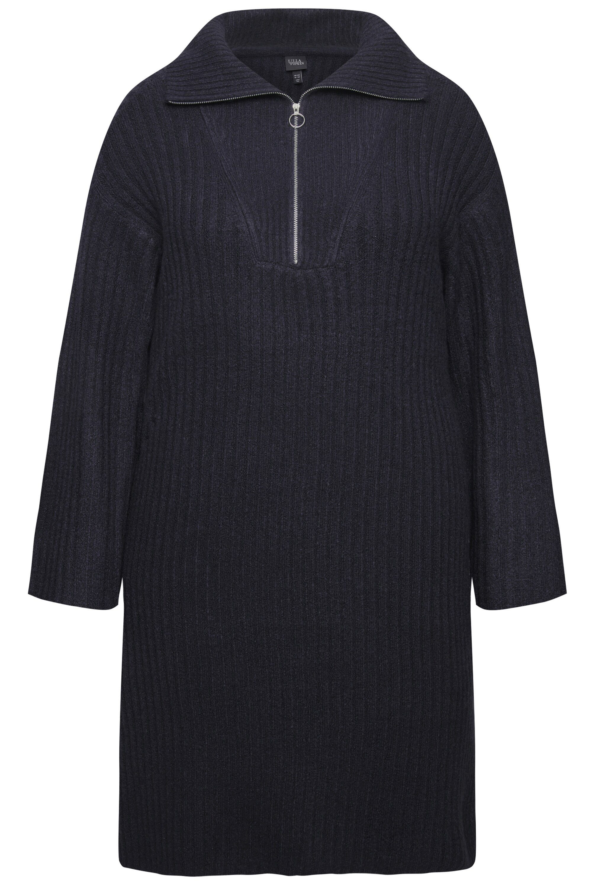 Ulla Popken Midikleid Strickkleid A-Linie Rippstrick günstig online kaufen