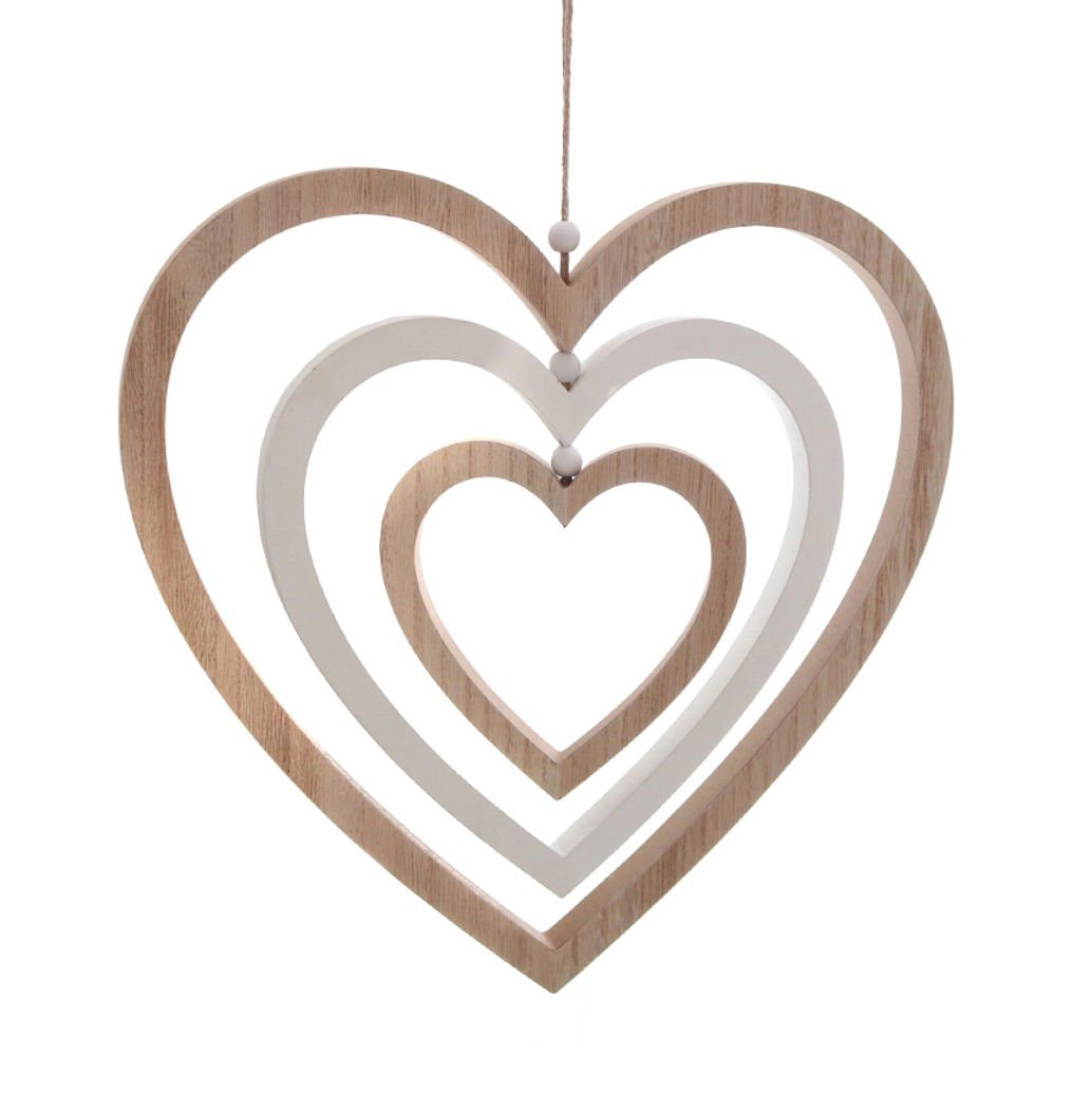 Spetebo Hängedekoration Deko Mobile Herz Dekofigur Motiv: 36 Holz Herzen cm, aus - aufhängen zum 