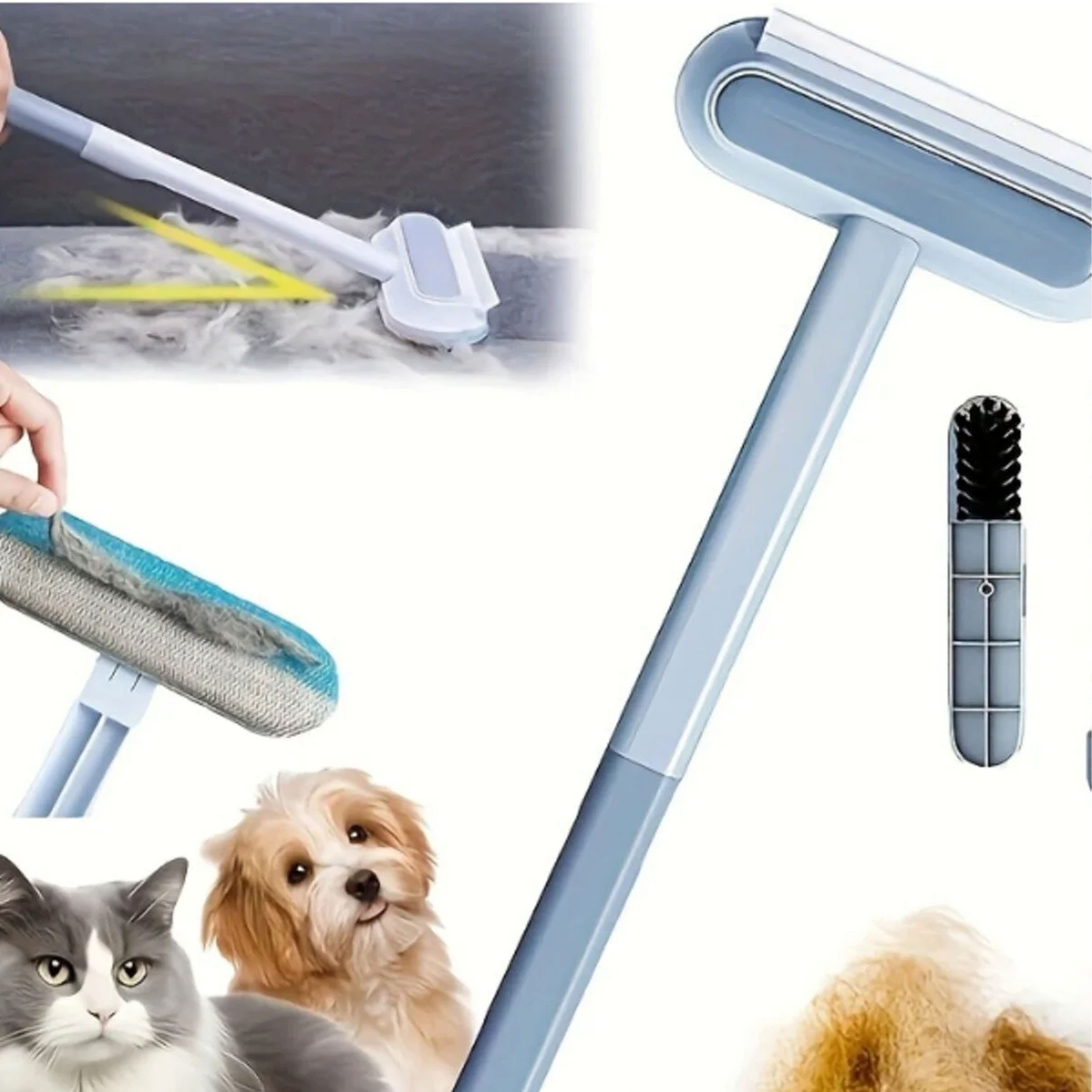 Jungengel Fellbürste Tierhaarentferner Fusselroller Tierhaarbürste Fusselentferner Teppich, Polyester, Textilgewebe, (Einzelartikel, 1-tlg), 4-in-1 Funktion, Ergonomischer Griff, Für Katzen- und Hundehaare