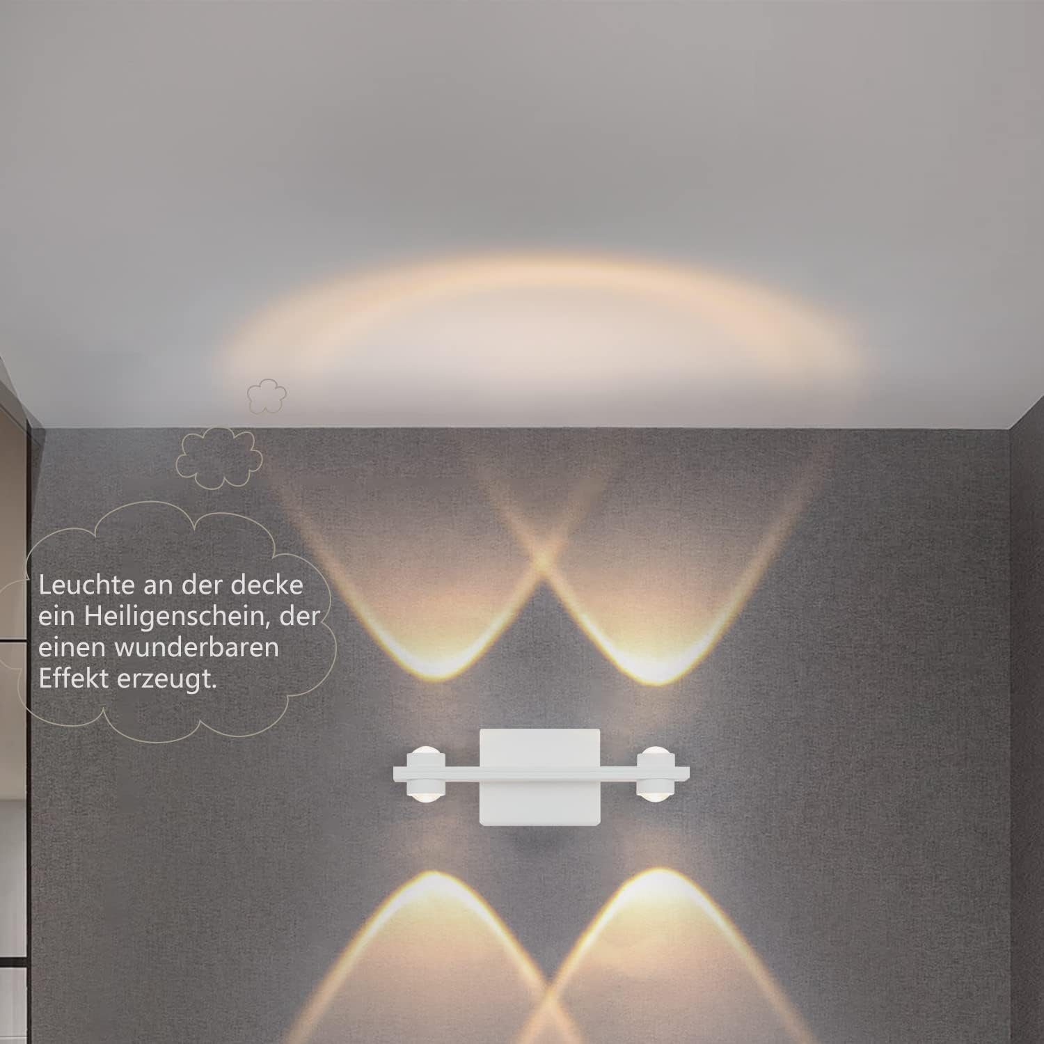 Nettlife LED Wandleuchte innen Schwarz Wandbeleuchtung Wandlampe Hotel Treppenhaus Bar Warmweiß, Wohnzimmer Flur Schlafzimmer für LED integriert, Küche fest Metall, Down Up