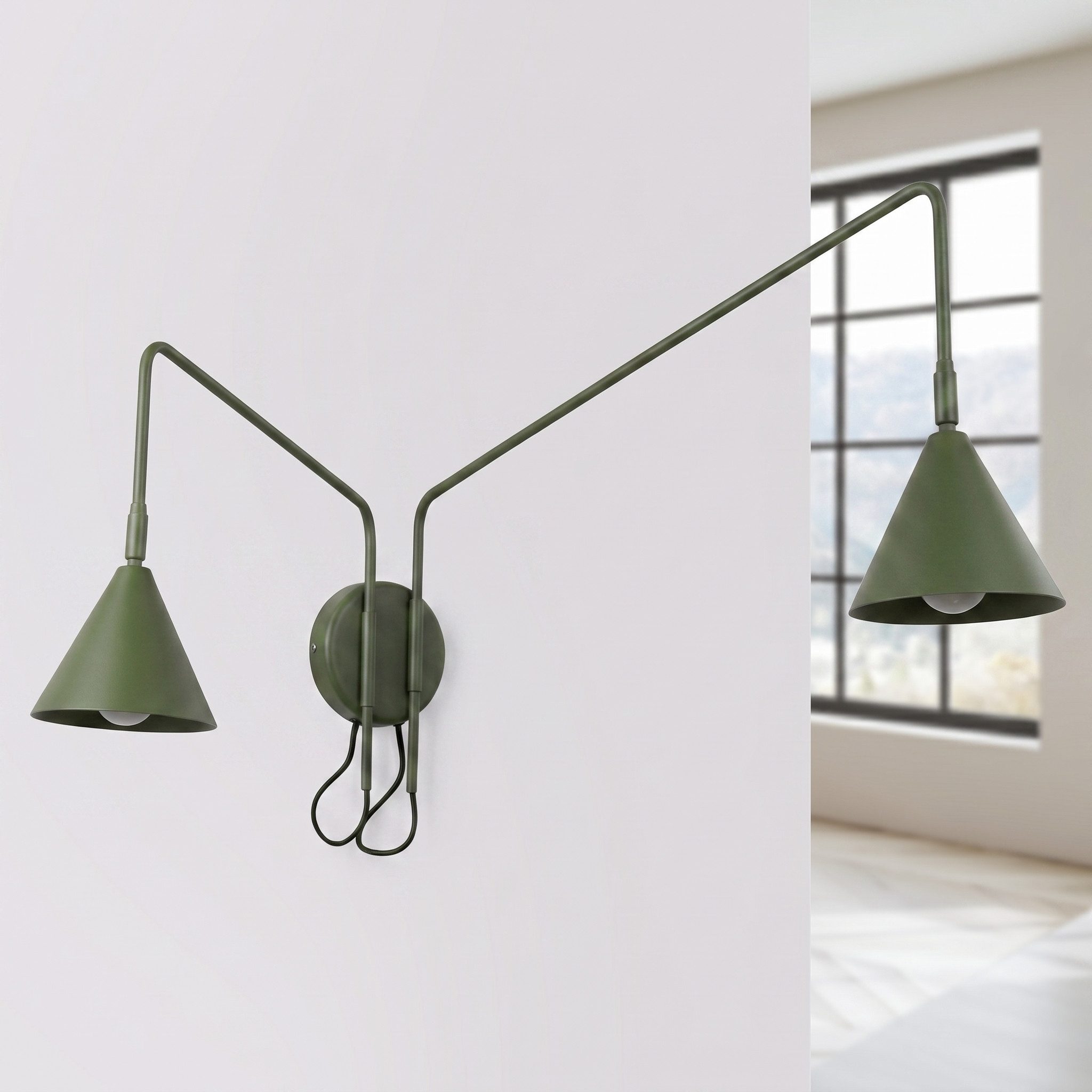 SOLLUX lighting Wandleuchte Wandleuchte NOX 2 olivgrün mit einem Schalter, Nicht enthalten