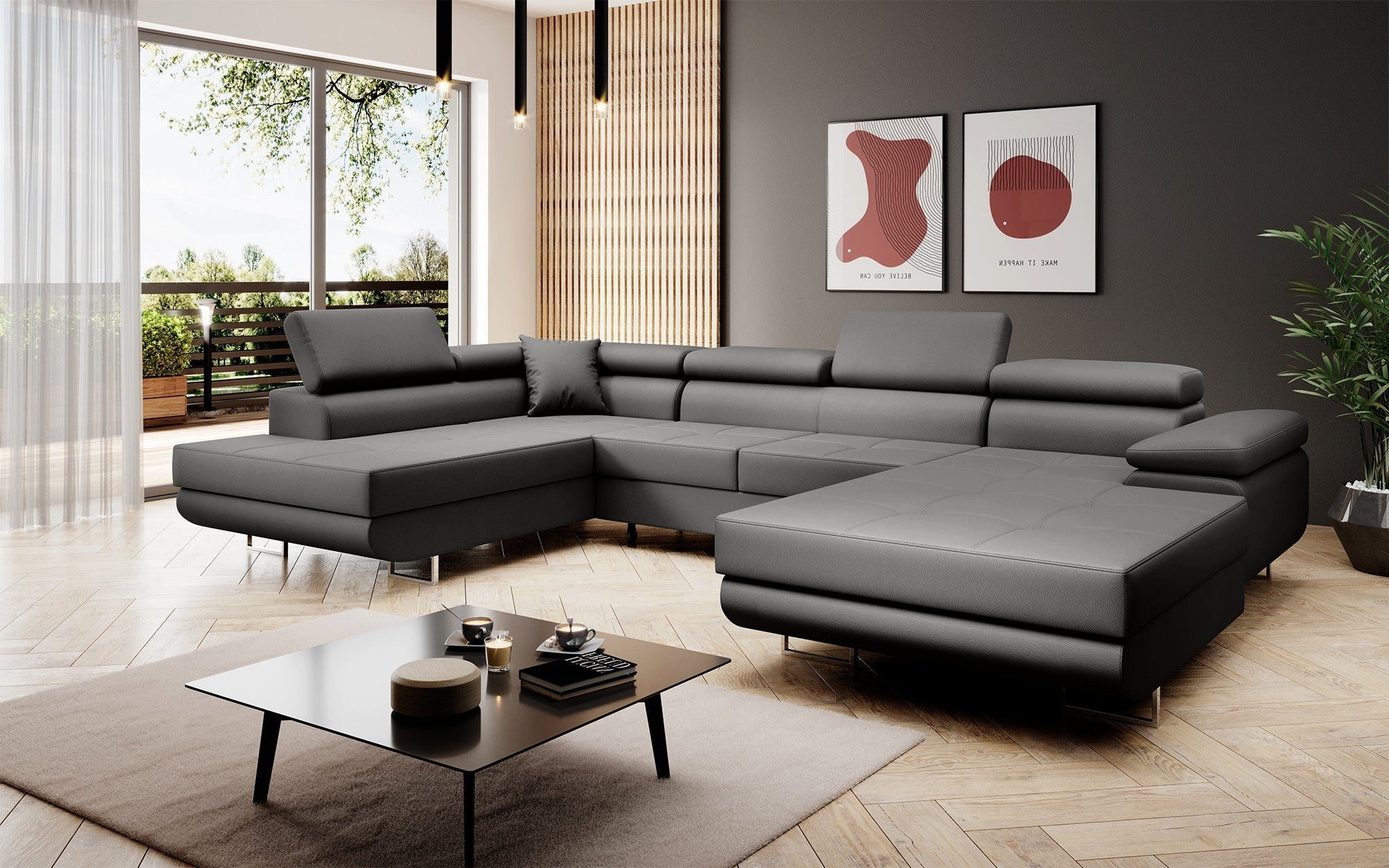 Luxusbetten24 Schlafsofa Designer Sofa Lago, mit Stauraum und Schlaffunktion