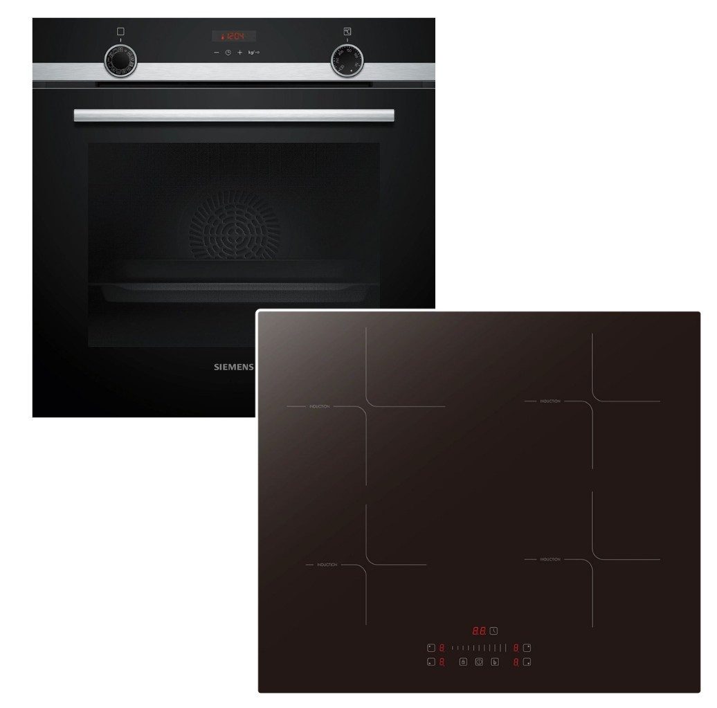 SIEMENS Backofen-Set Backofen Pyrolyse Teleskopauszug + PKM Induktionskochfeld TouchSlider, mit 1-fach Teilauszug, Pyrolyse-Selbstreinigung