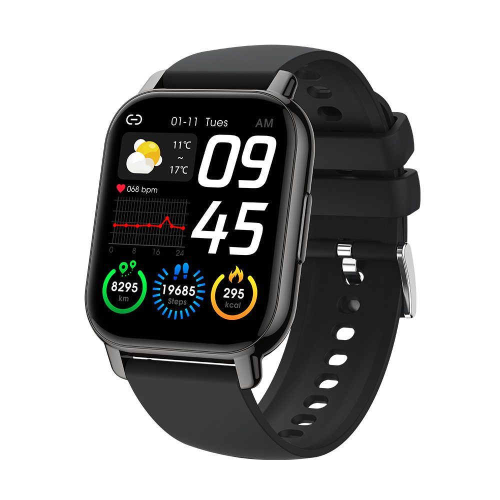 Housruse Smartwatch, wasserdicht mit Bluetooth-Touchscreen, Schlafüberwachung  Smartwatch, 1-tlg., Sportuhr Schwarz Fitness Tracker 1.85TFT mit  Schrittzähler