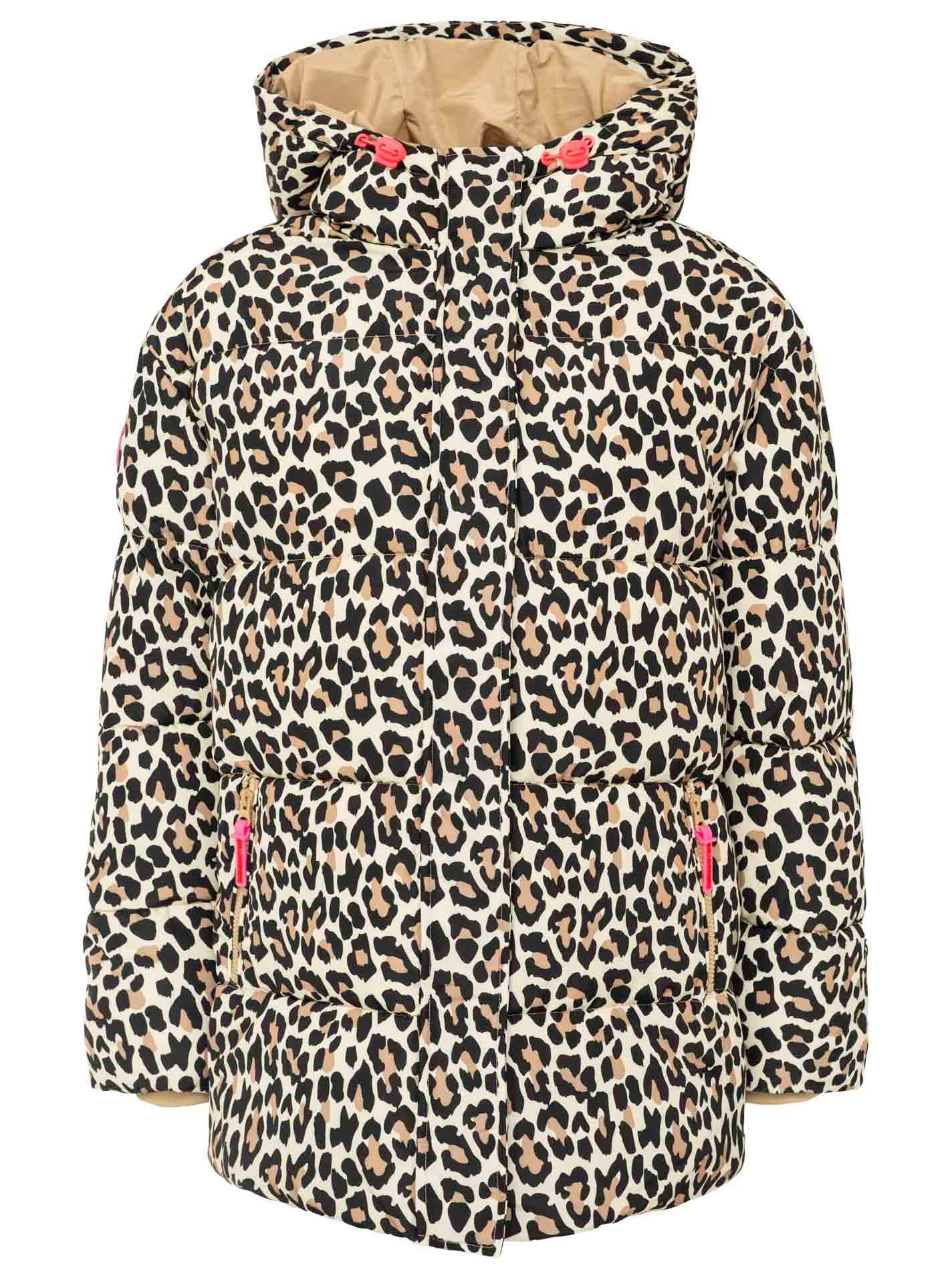 Zwillingsherz Steppjacke „Leo Classic AOP“ Kapuze, Leomuster, verdeckter Reißverschluss mit Knopfblende, Taschen