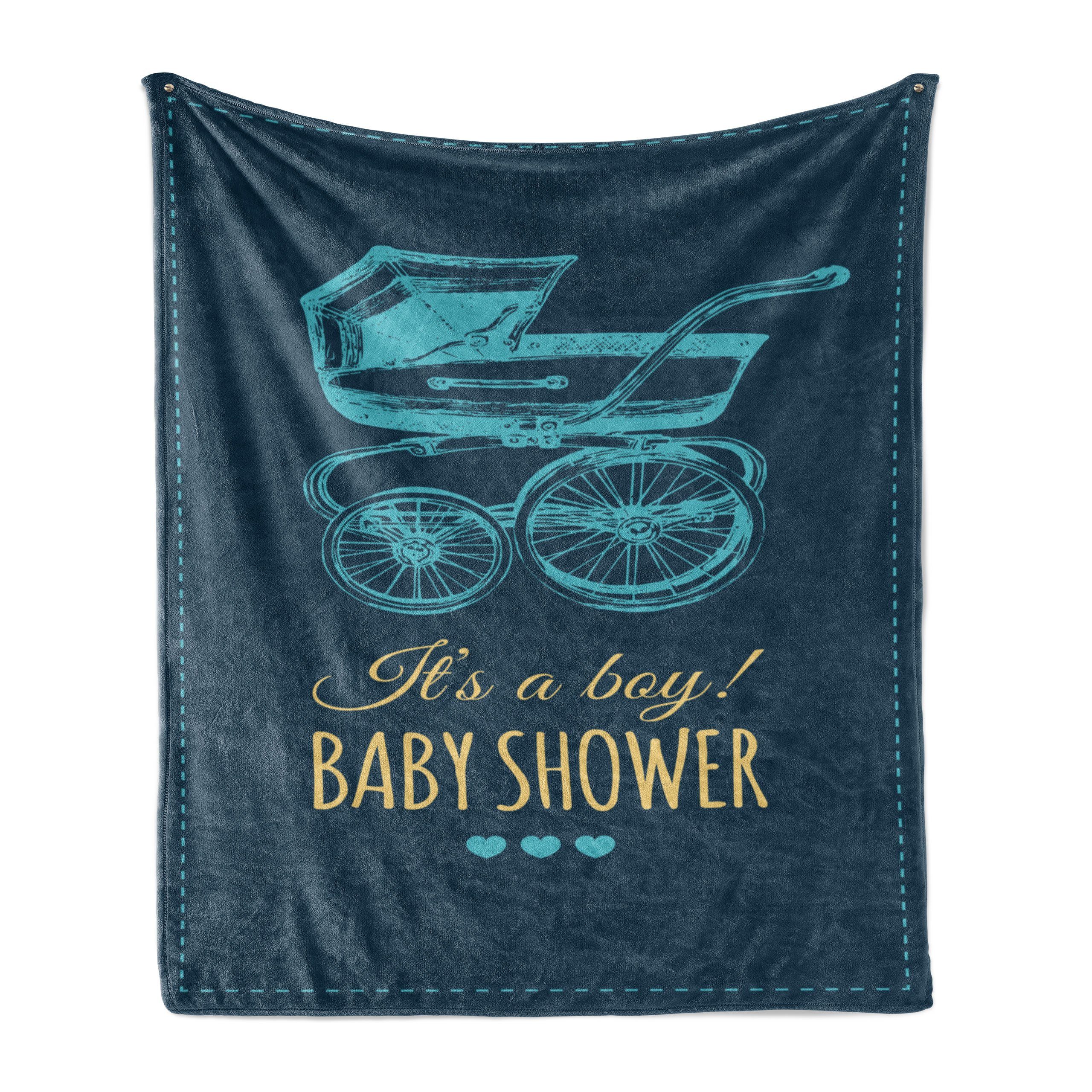 Wohndecke Gemütlicher Plüsch für den Innen- und Außenbereich, Abakuhaus, Babydusche Vintage Boy Stroller