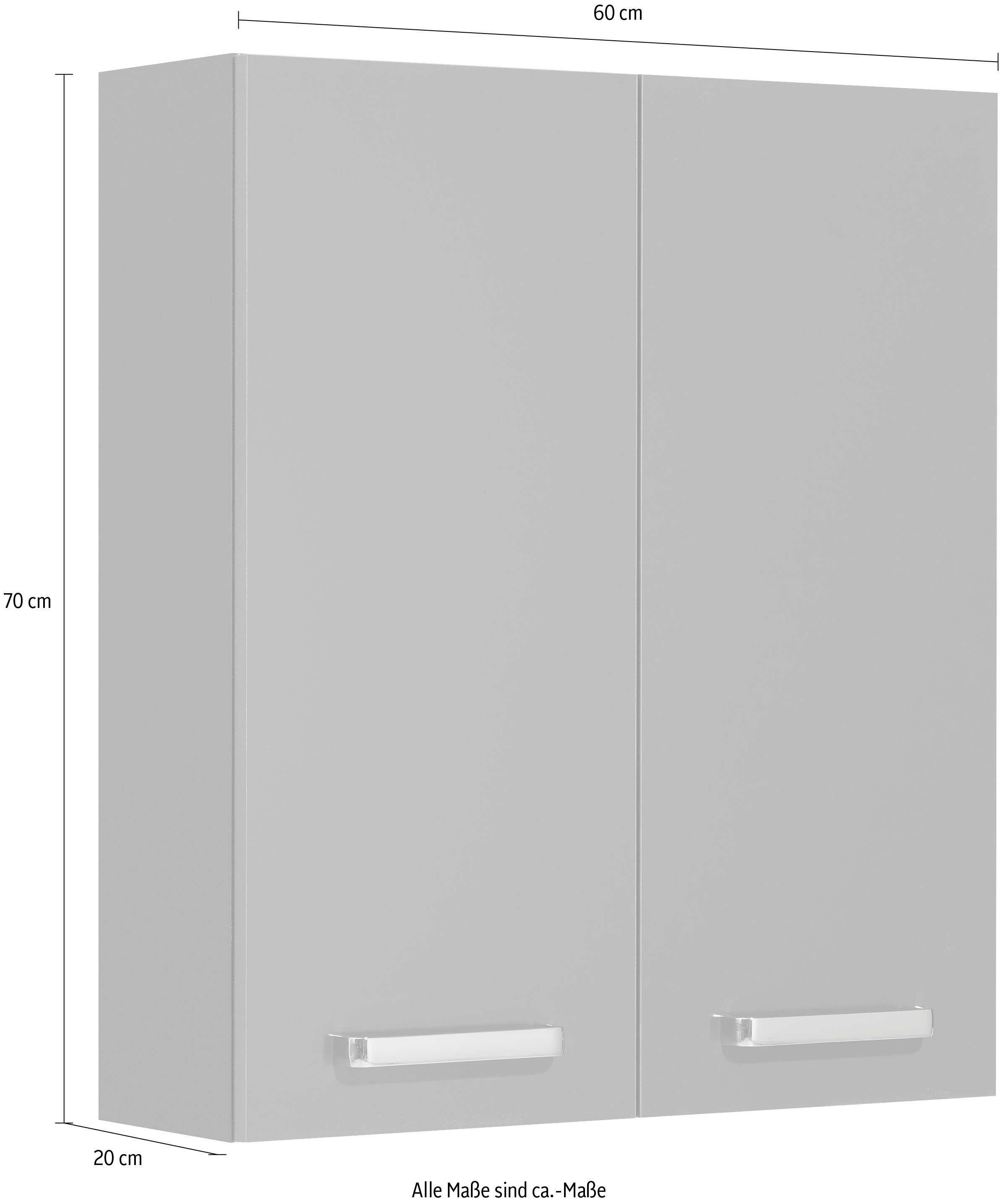 Saphir Hängeschrank Quickset Wand-Badschrank 60 cm breit mit 2 Türen und 2 Einlegeböden Badezimmer-Hängeschrank inkl. Türdämpfer, Griffe in Chrom Glanz – Bild 4 von 5