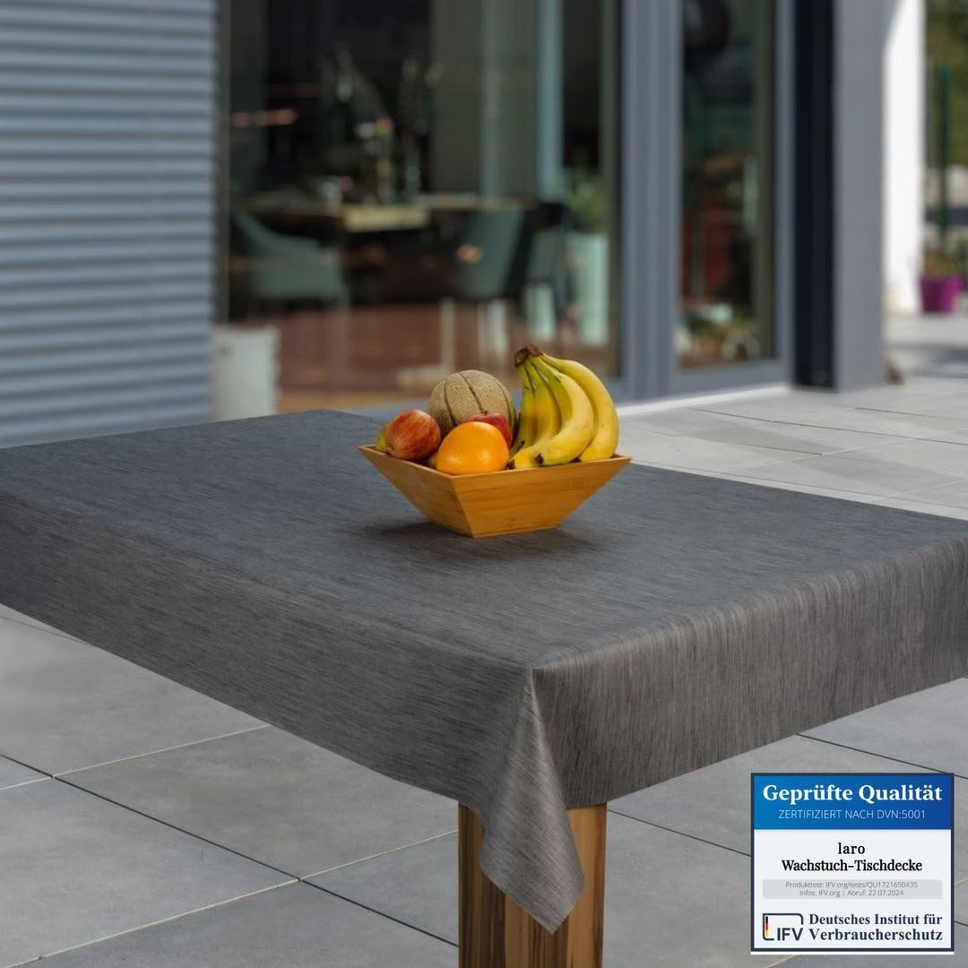 laro Tischdecke Wachstuch-Tischdecken Abwaschbar Leinenoptik Dunkelgrau rec günstig online kaufen
