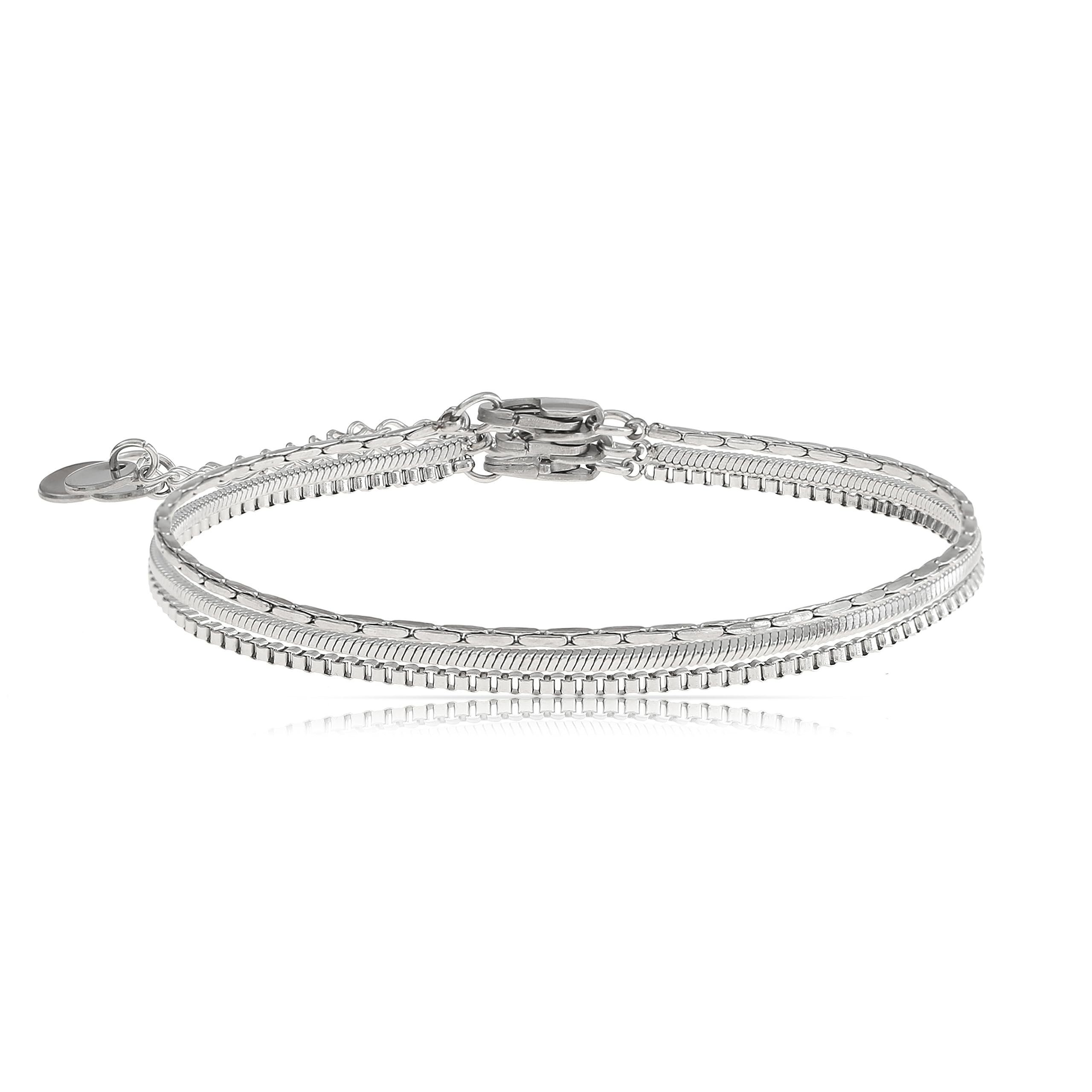 Made by Nami Edelstahlarmband Minimalistisch Damen Filigran, Cuban Link Chain Frauen