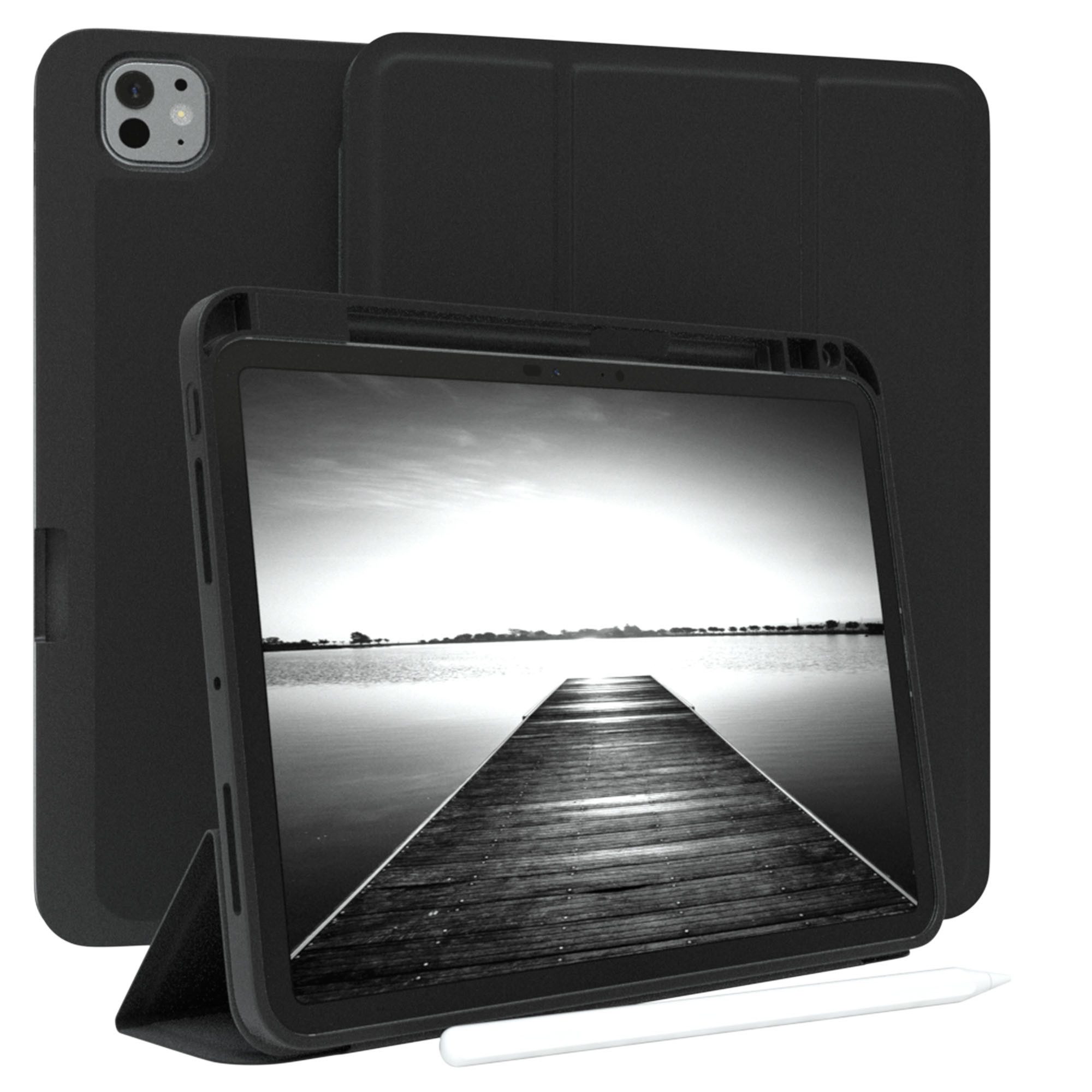 EAZY CASE Tablet-Hülle Penholder Smartcase für Apple iPad Pro 11 (2025) 11 Zoll, Hülle Schutzhülle mit Sleep Wake Up Funktion Etui zum Klappen Schwarz