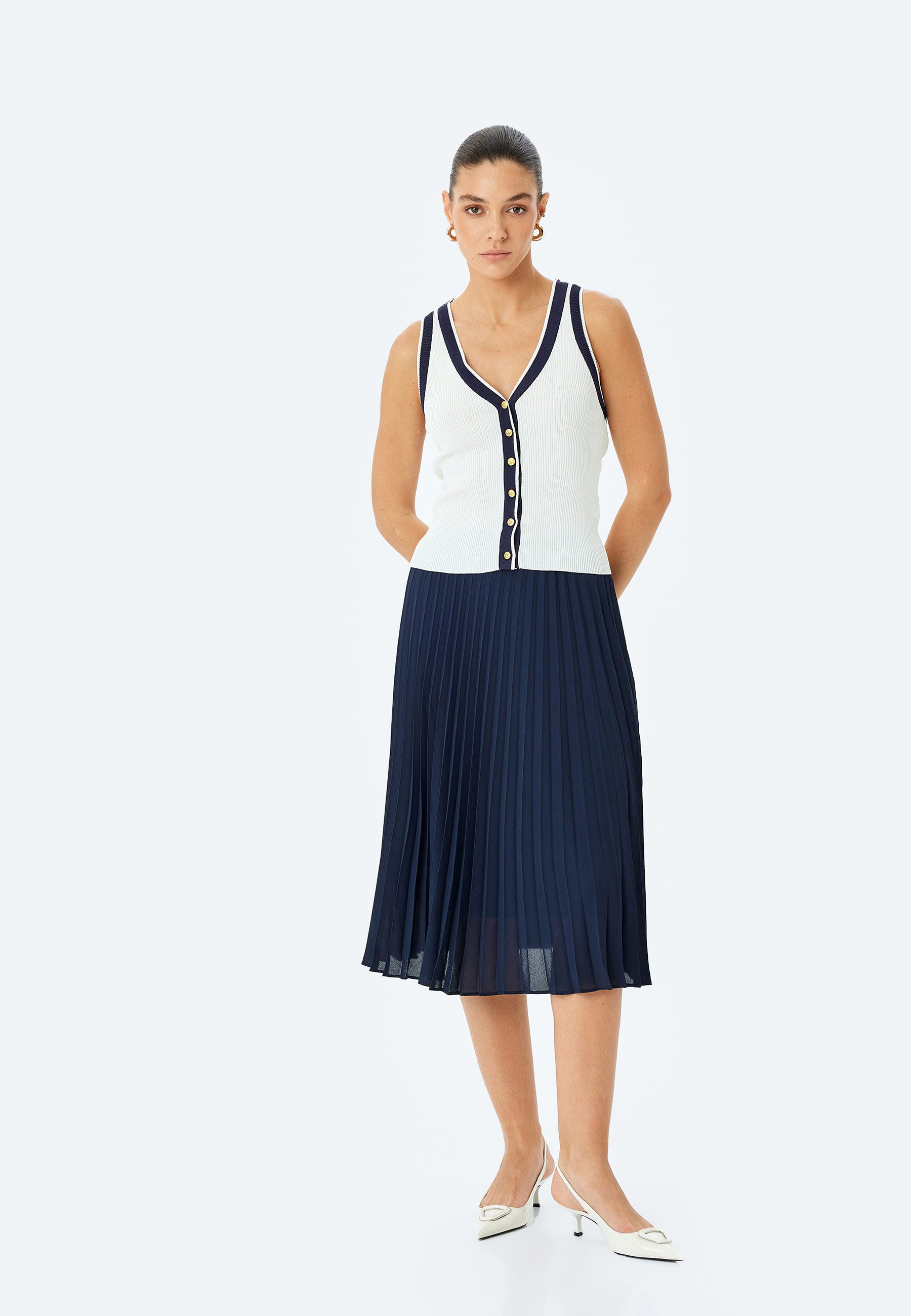 Koton Sommerrock Midi Länge Schmales Plissee Sommerrock günstig online kaufen