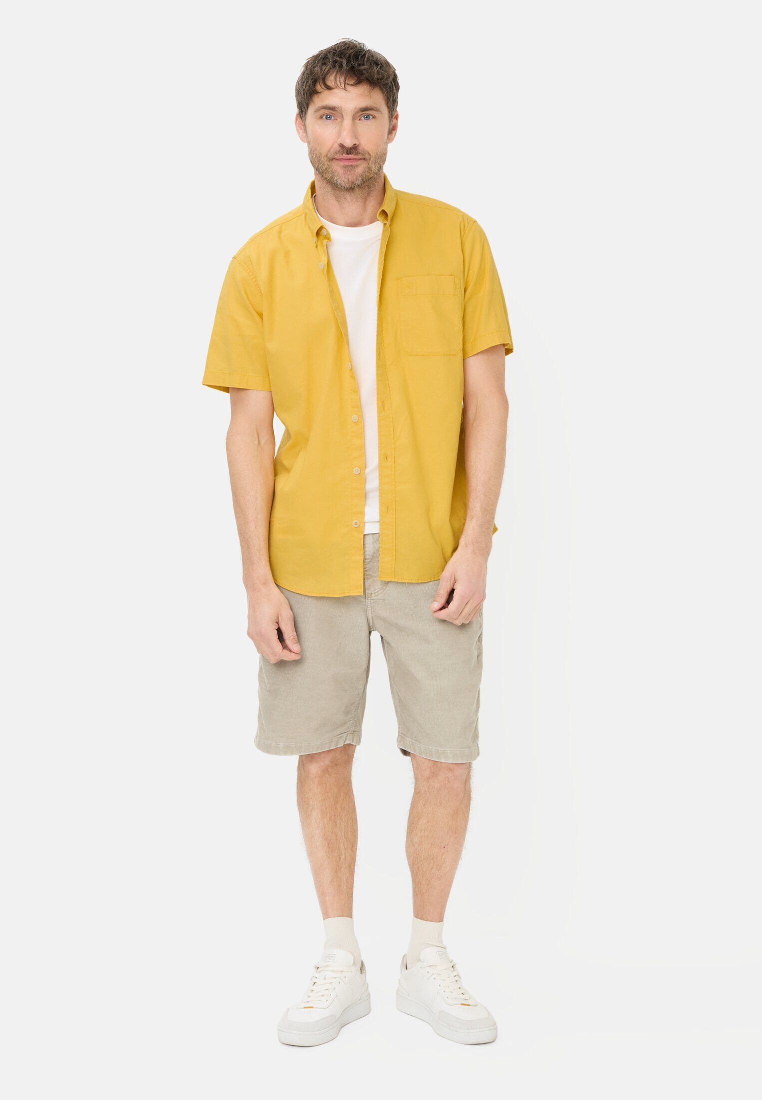 camel active Kurzarmhemd aus Leinenmix Kurzarm Button-Down
