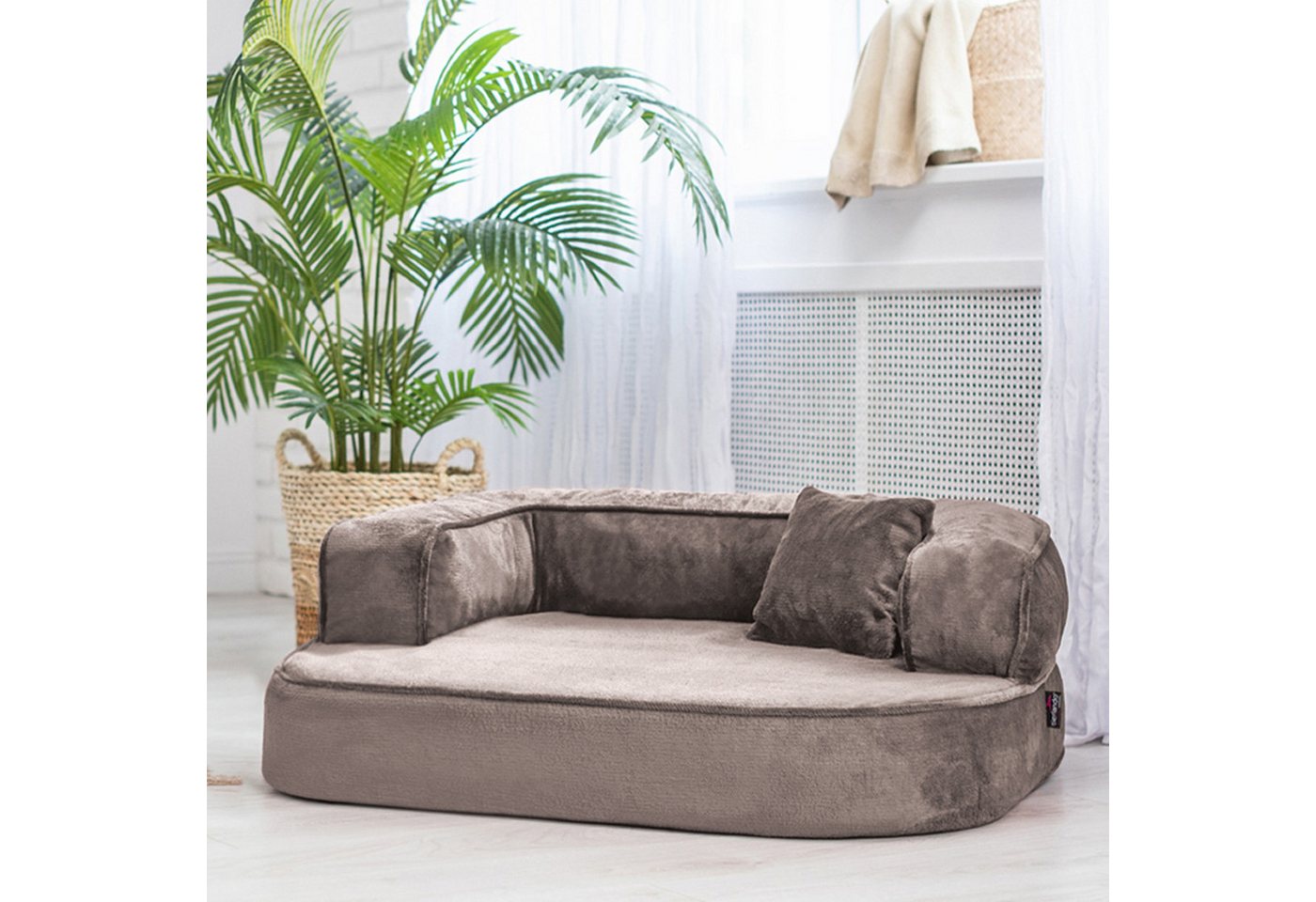 Thumbnail - tierlando® Tierbett Orthopädisches Hundesofa SHARLEEN VISCO PLUS kuscheliger Teddystoff