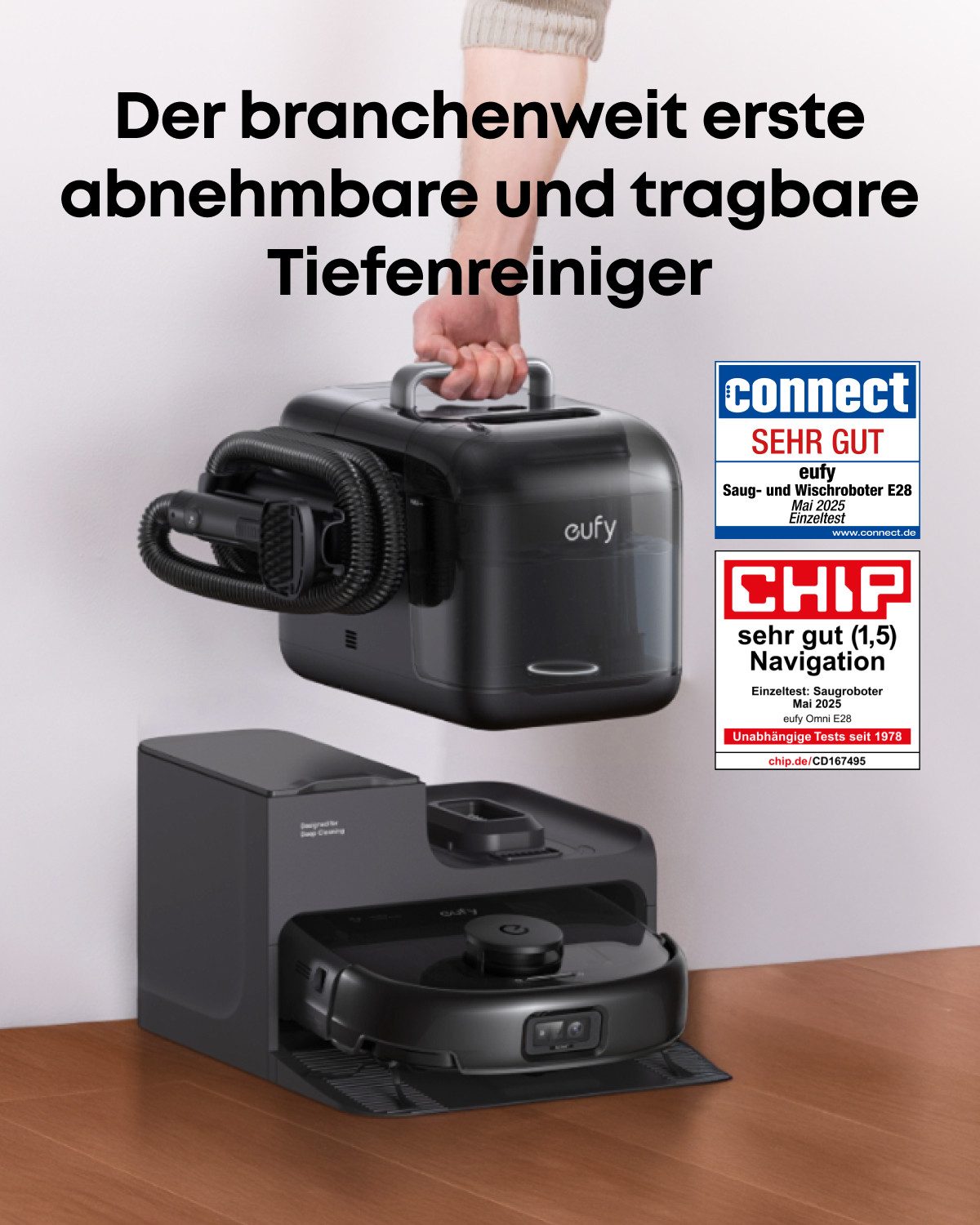 eufy Saugroboter Omni E28 HydroJet Tiefenreinigers,20000pa, mit Beutel, mit Wischfunktion, All-in-One-Station, App Control
