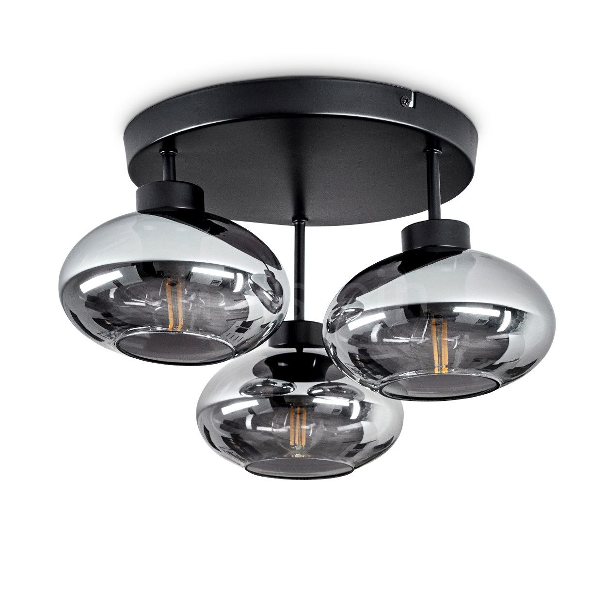 hofstein Deckenleuchte »Pietramelara« Deckenlampe aus Metall/Glas in Schwar günstig online kaufen