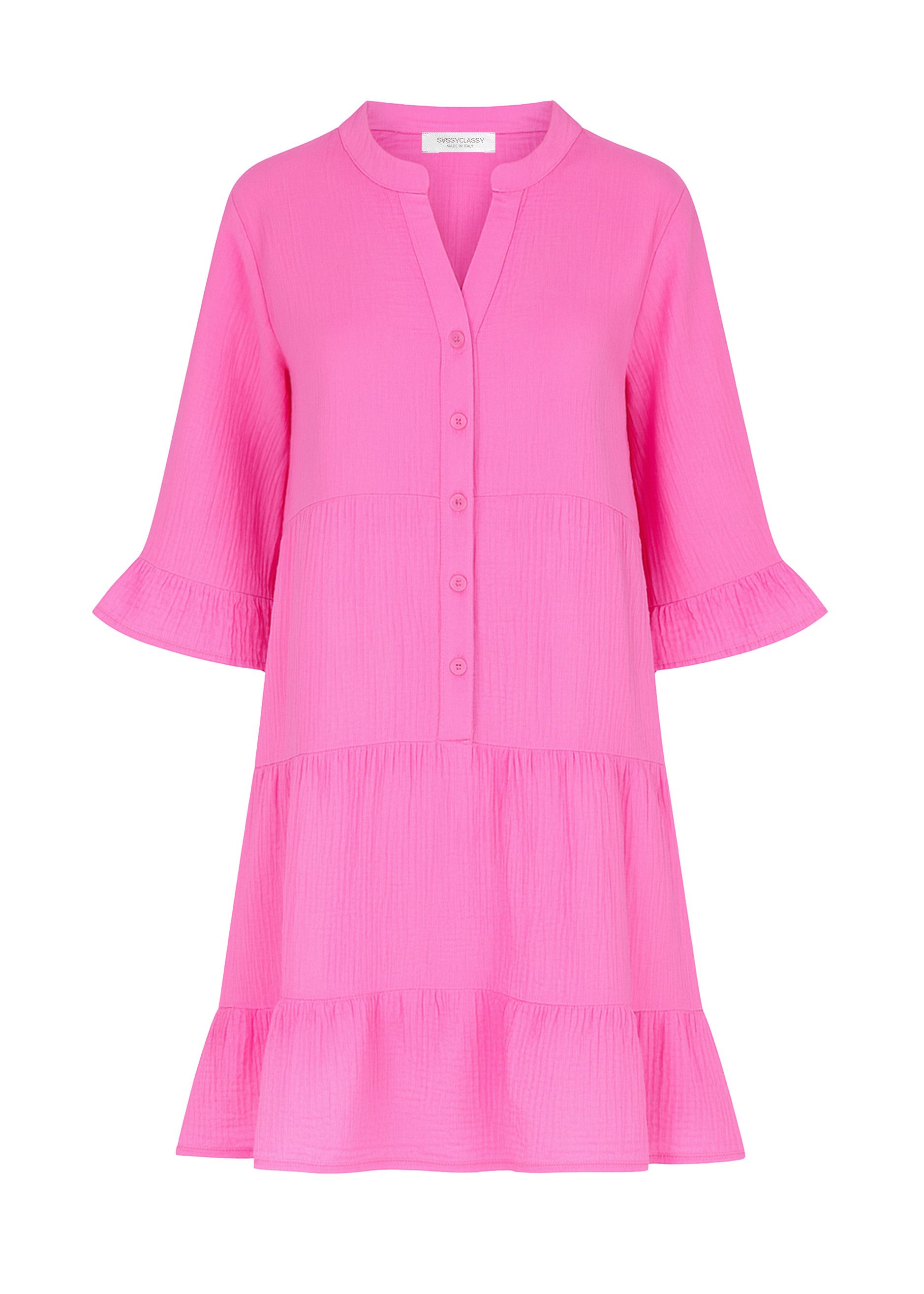 SASSYCLASSY Minikleid Musselin Kleid mit Volants für Damen Oversize Kleid a günstig online kaufen