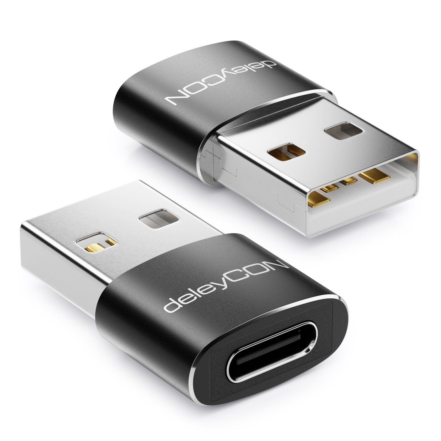deleyCON deleyCON 2x USB2.0 Mini Adapter USB zu USB C-Buchse Notebook USB-Adapter