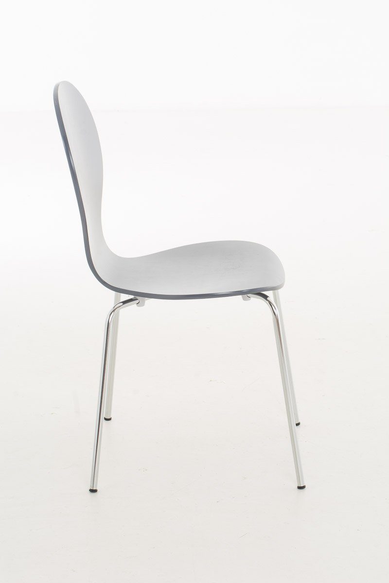 Gestell: Besucherstuhl grau - - geformter - Sitzfläche: (Besprechungsstuhl Messestuhl), chrom Holz TPFLiving - Daggy Sitzfläche ergonomisch Konferenzstuhl Warteraumstuhl mit Metall