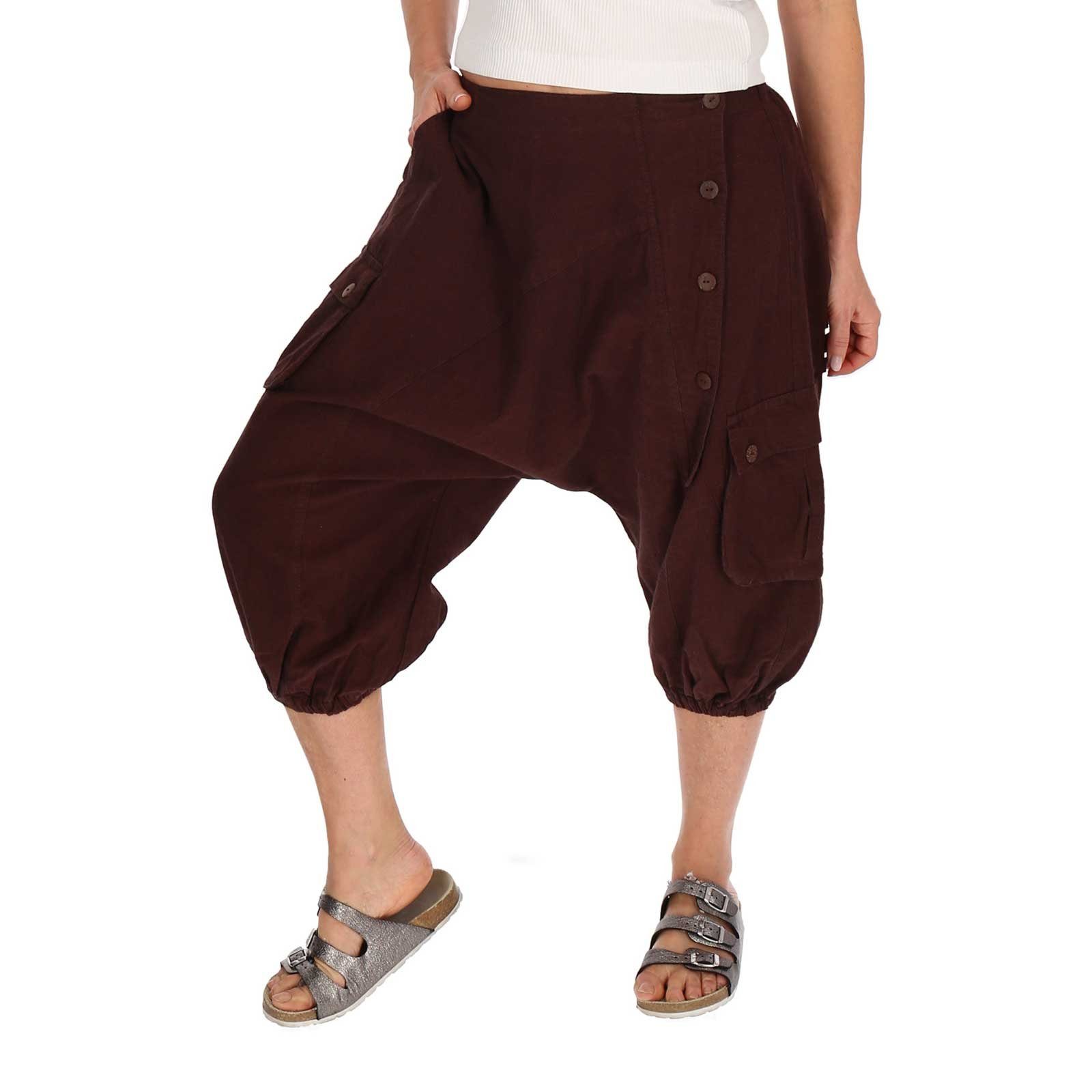 Haremshose Kurze Aladin Hose Unisex 3/4 Baggy Pants Hippie Baumwoll Haremshose