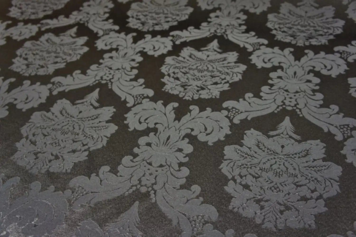 Stofferia Stoff Dekostoff Satin Jacquard Damasco Schwarz, Meterware