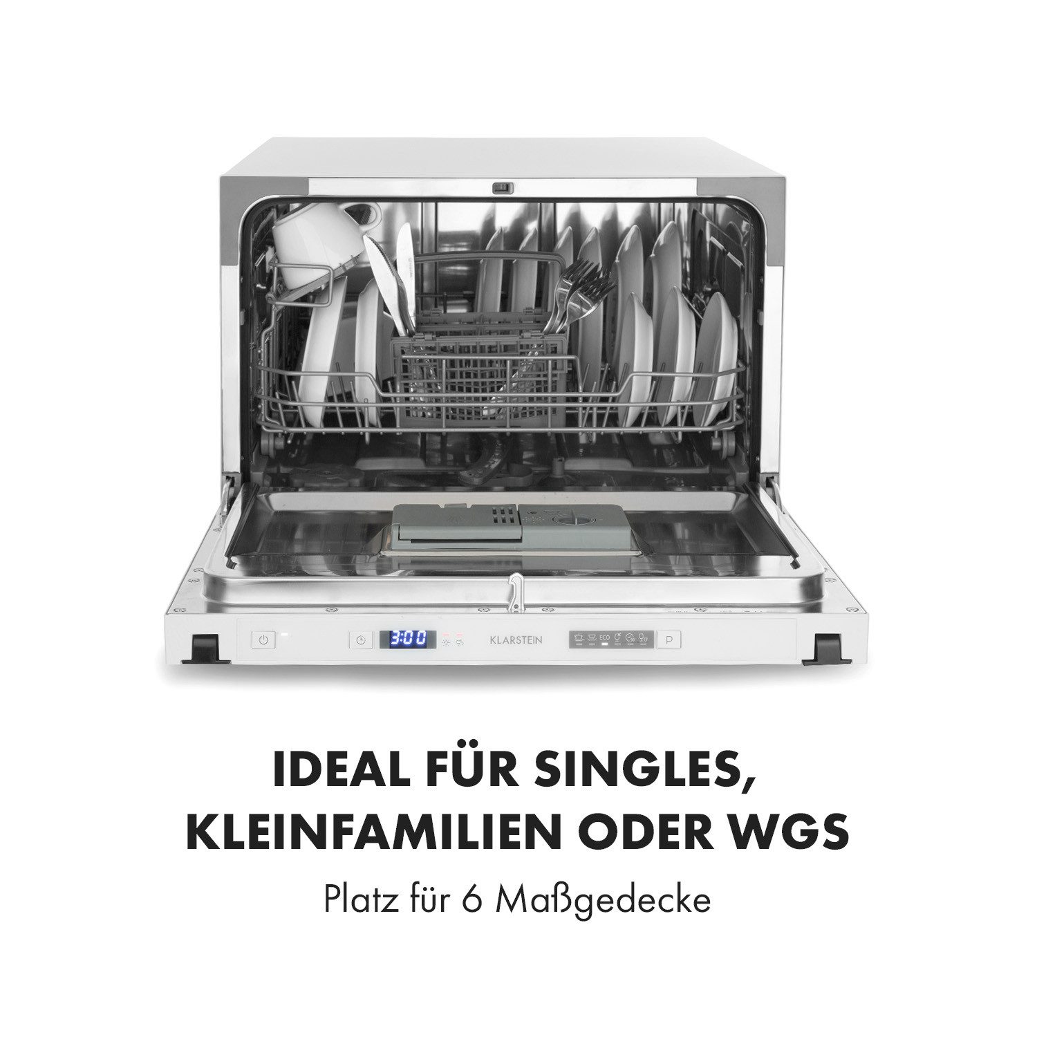 Klarstein Standgeschirrspüler DSM-Amazonia-6-Secre 10032915A, Mini Spülmaschine klein Tischspülmaschine Mini Tisch Geschirrspüler