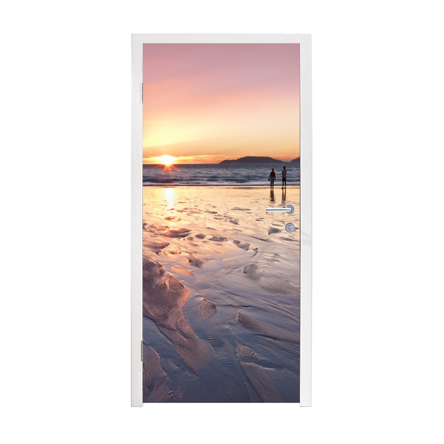 MuchoWow Türtapete Strand - Sonne - Meer, Matt, bedruckt, (1 St), Fototapete für Tür, Türaufkleber, 75x205 cm