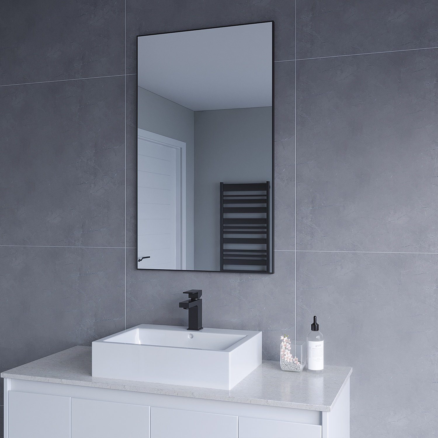 AQUABATOS Spiegel Wandspiegel schwarz Flur Spiegel Wand groß Badezimmer 100 günstig online kaufen