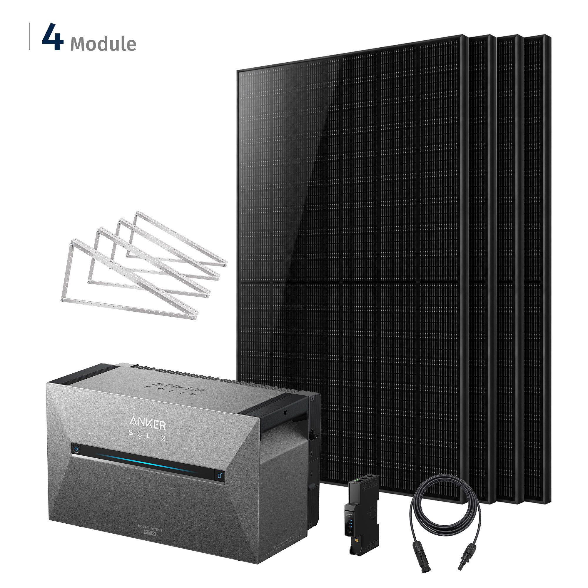 SolarMars Balkonkraftwerk mit Speicher 2000W Anker Solix Solarbank 3 E2700 Pro, 2000 W, Monokristallin, (mit optionaler BP2700 Erweiterungsakku und Halterung), mit intelligenter KI zur dynamischen Überwachung des Stromverbrauchs