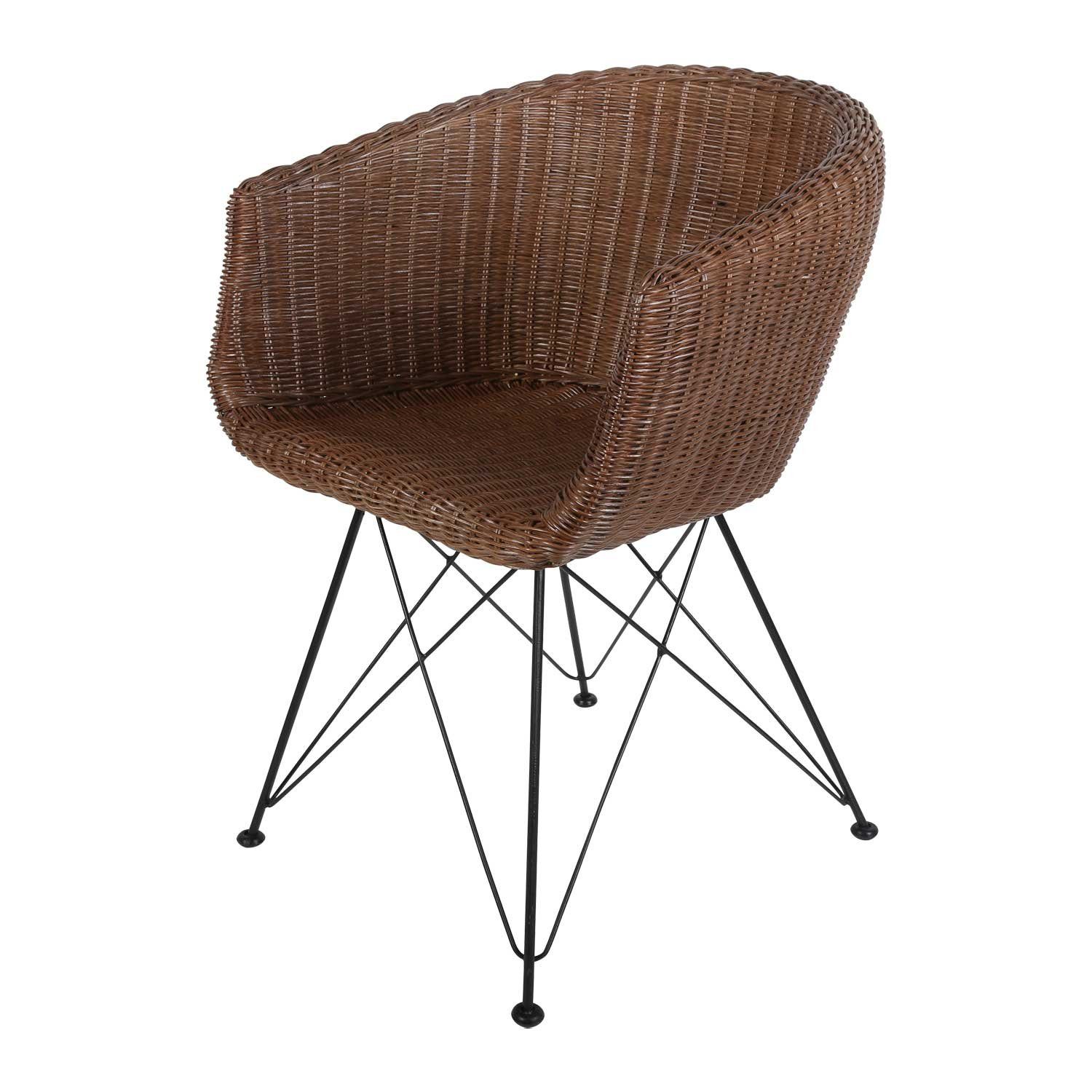 Casa Moro Stuhl Rattan-Sessel Paris braun mit Armlehne aus Naturrattan handgeflochten (Korb-Stuhl Korb-Sessel Rattanstuhl, Vintage Retro-Stuhl), Handmade, IDSB63