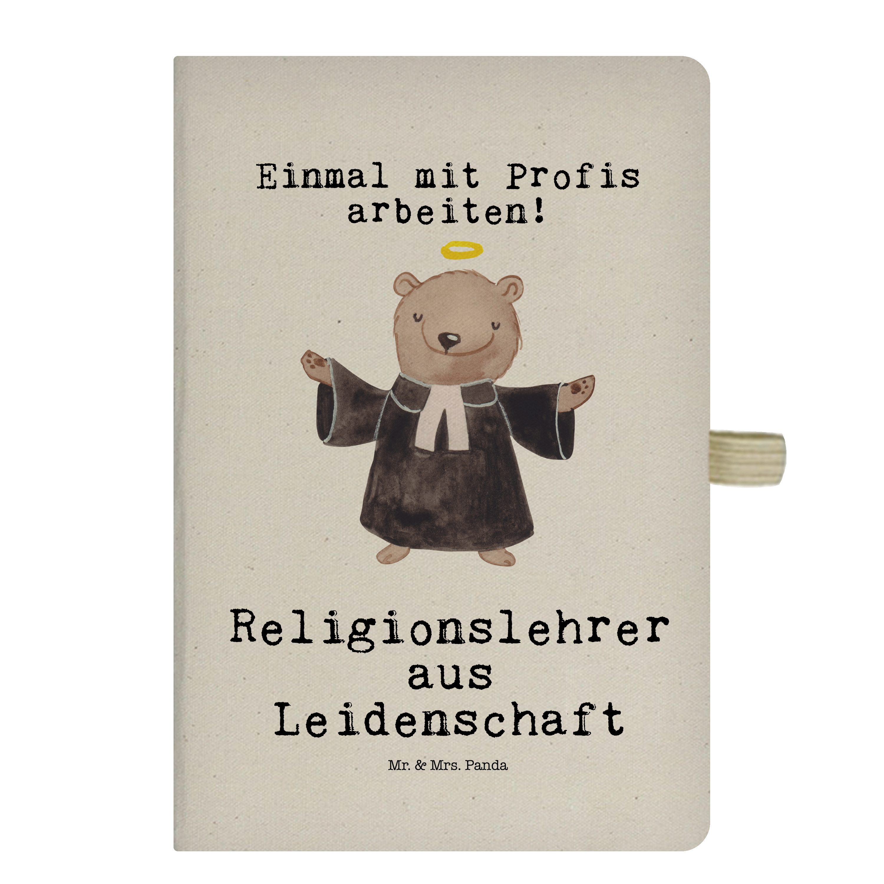 Mr. & Mrs. Panda Notizbuch Religionslehrer aus Leidenschaft - Transparent - Geschenk, Reli Lehre Mr. & Mrs. Panda
